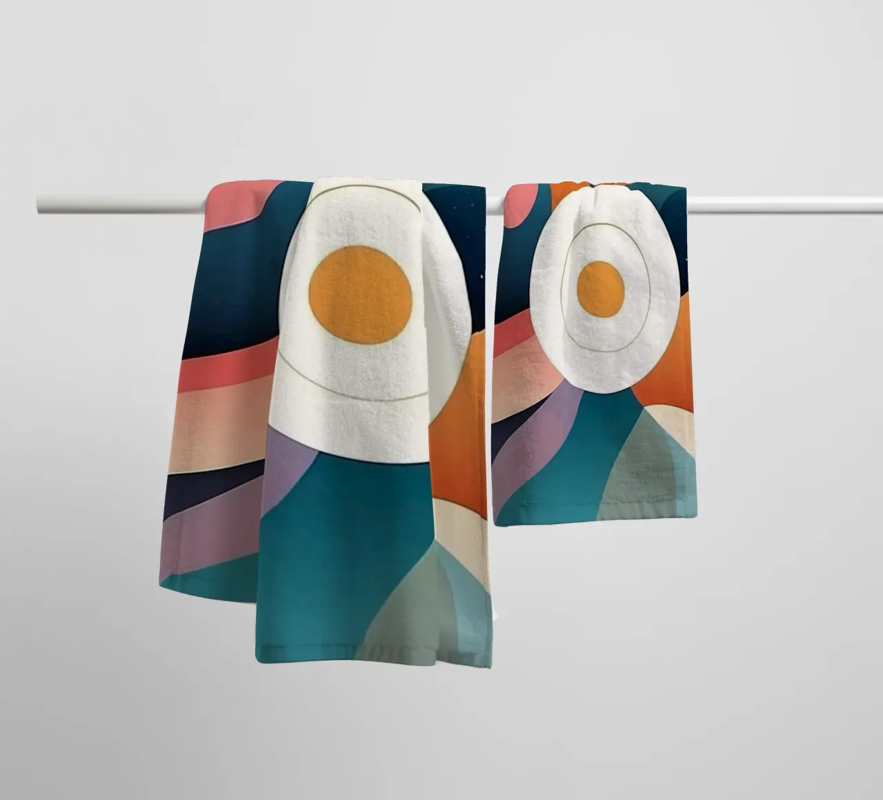 Kleurrijk abstract ontwerp met wervelende vormen badhanddoek van DesignDoodle