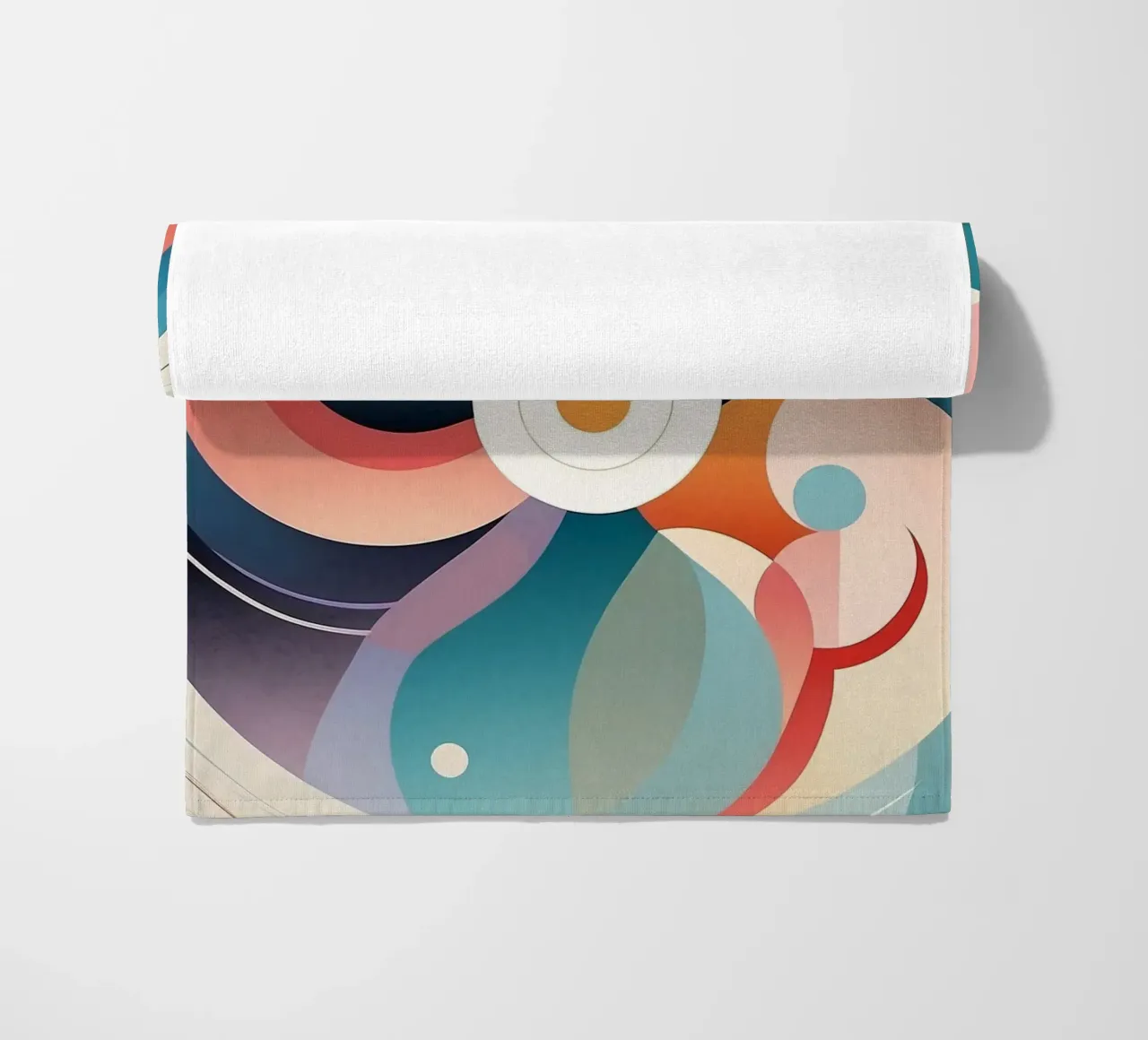 Colorful abstract design featuring swirling shapes beach towel by DesignDoodle