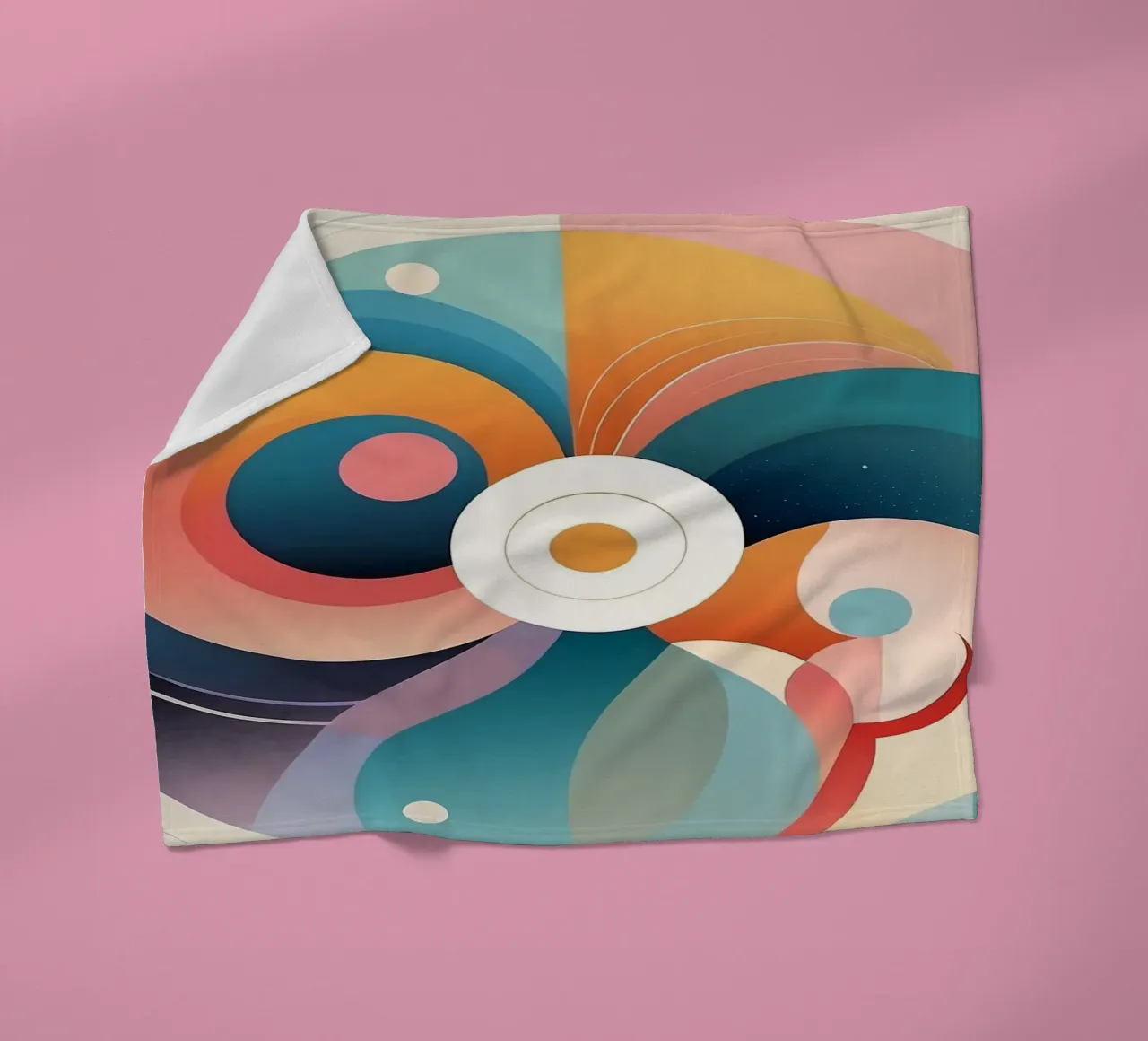 Colorful abstract design featuring swirling shapes fleece blanket by DesignDoodle