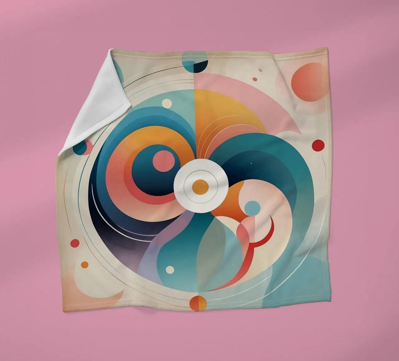 Colorful abstract design featuring swirling shapes fleece blanket by DesignDoodle