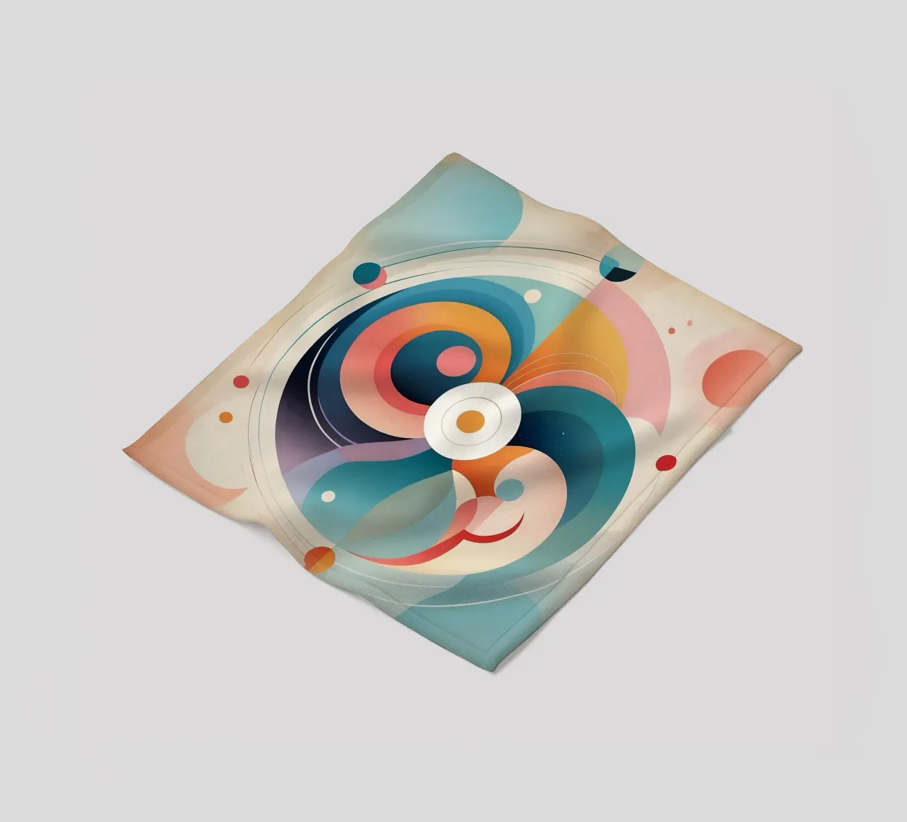 Colorful abstract design featuring swirling shapes fleece blanket by DesignDoodle