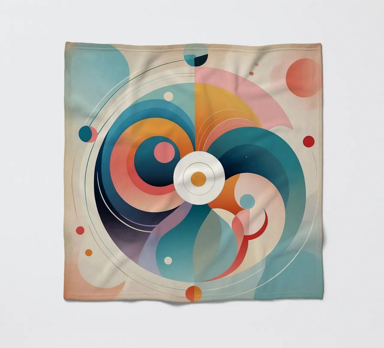 Colorful abstract design featuring swirling shapes fleece blanket by DesignDoodle
