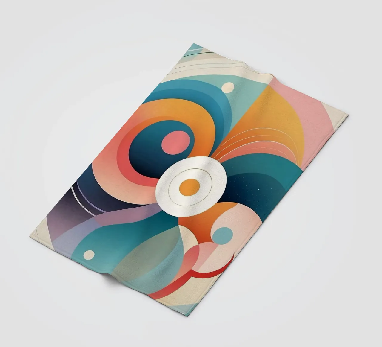 Colorful abstract design featuring swirling shapes fleece blanket by DesignDoodle