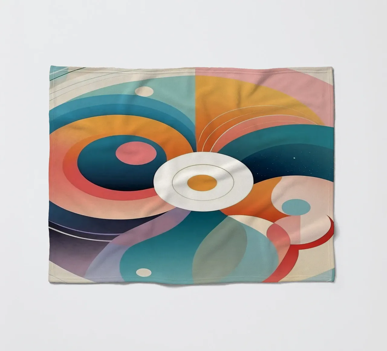Colorful abstract design featuring swirling shapes fleece blanket by DesignDoodle