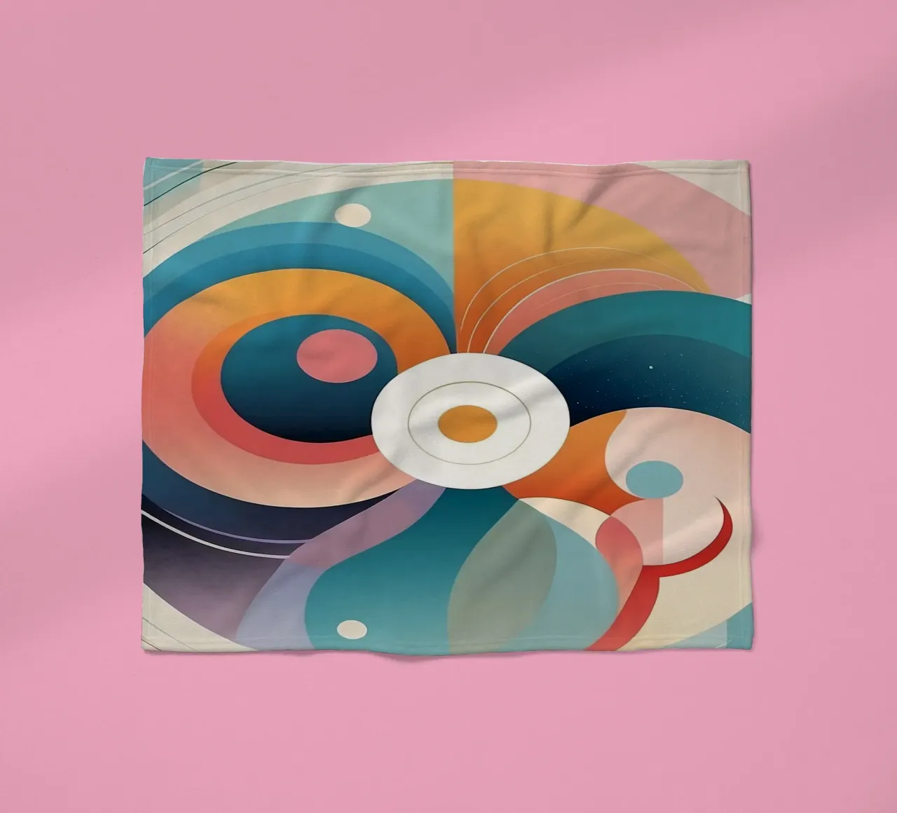 Colorful abstract design featuring swirling shapes fleece blanket by DesignDoodle