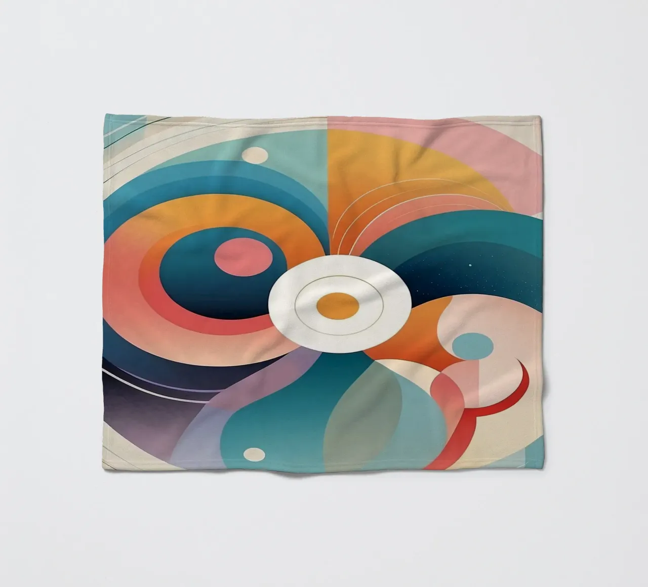 Colorful abstract design featuring swirling shapes fleece blanket by DesignDoodle
