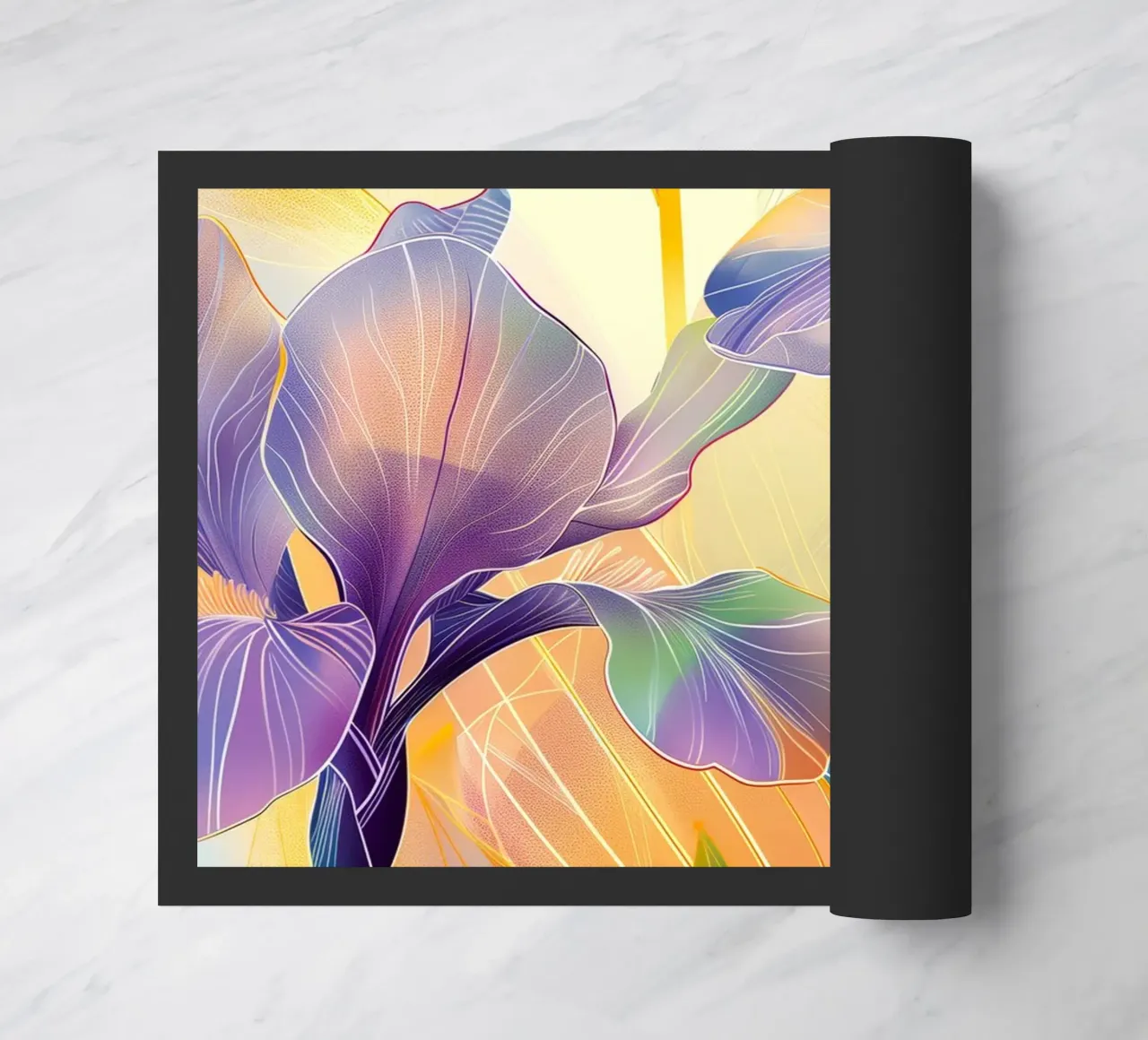 Iris bloemenpatroon deurmat van Justyna Jaszke JBJart