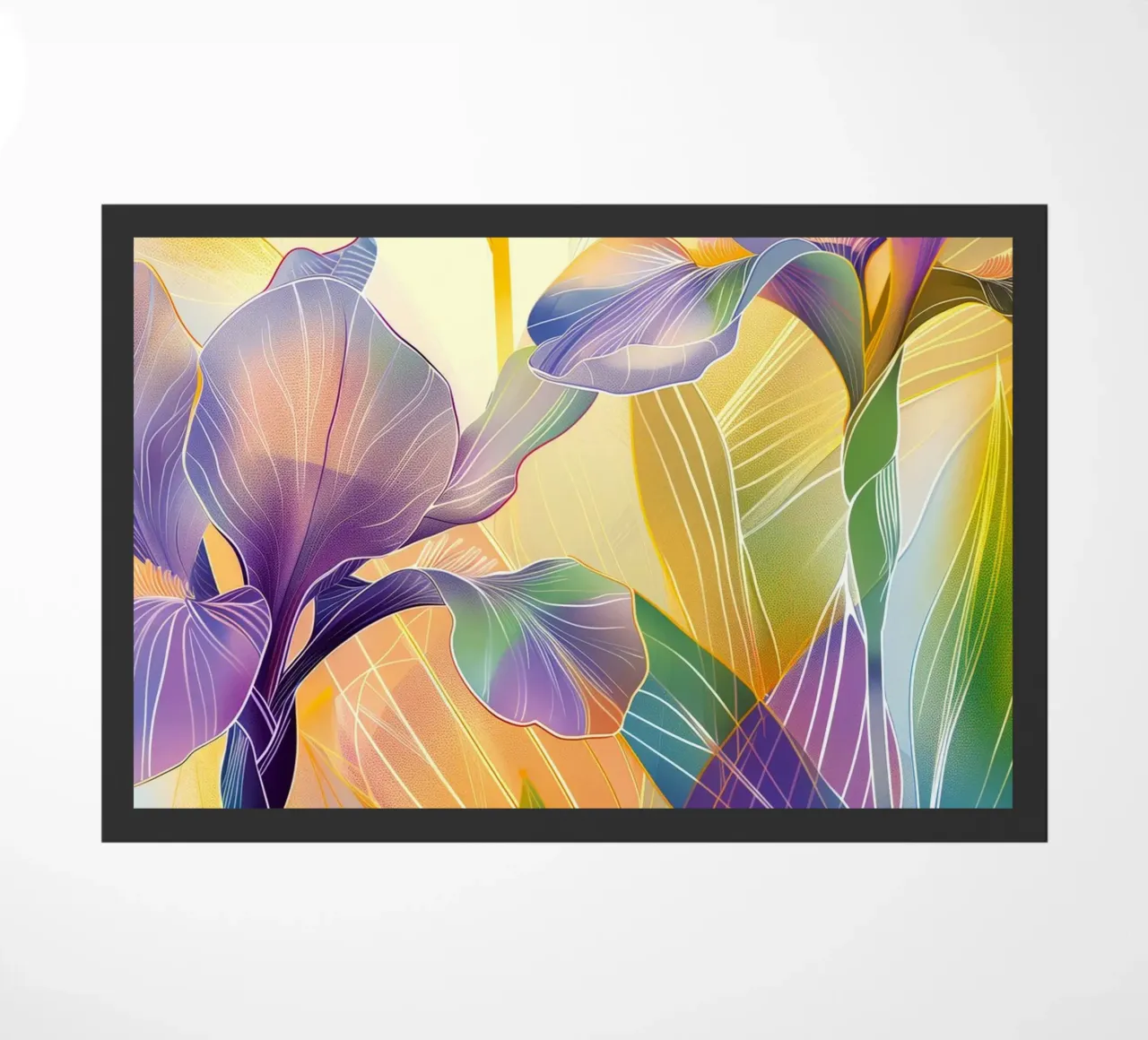 Iris floral pattern doormat by Justyna Jaszke JBJart