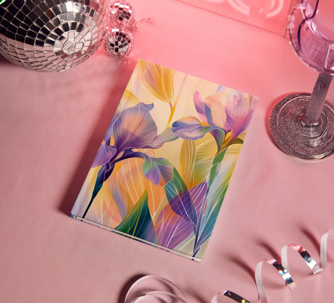 Iris floral pattern notebook by Justyna Jaszke JBJart