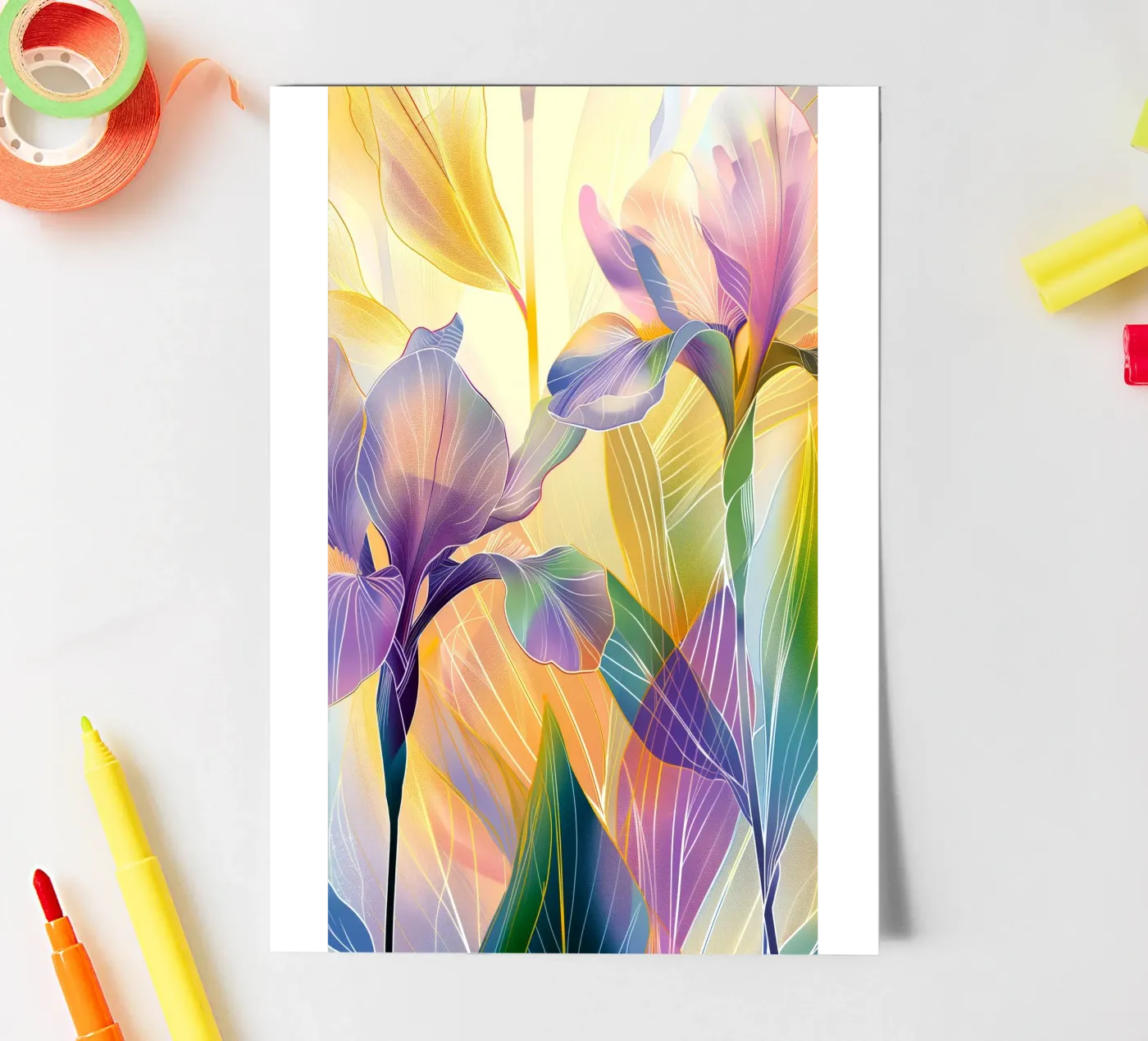 Iris floral pattern sticker sheet by Justyna Jaszke JBJart