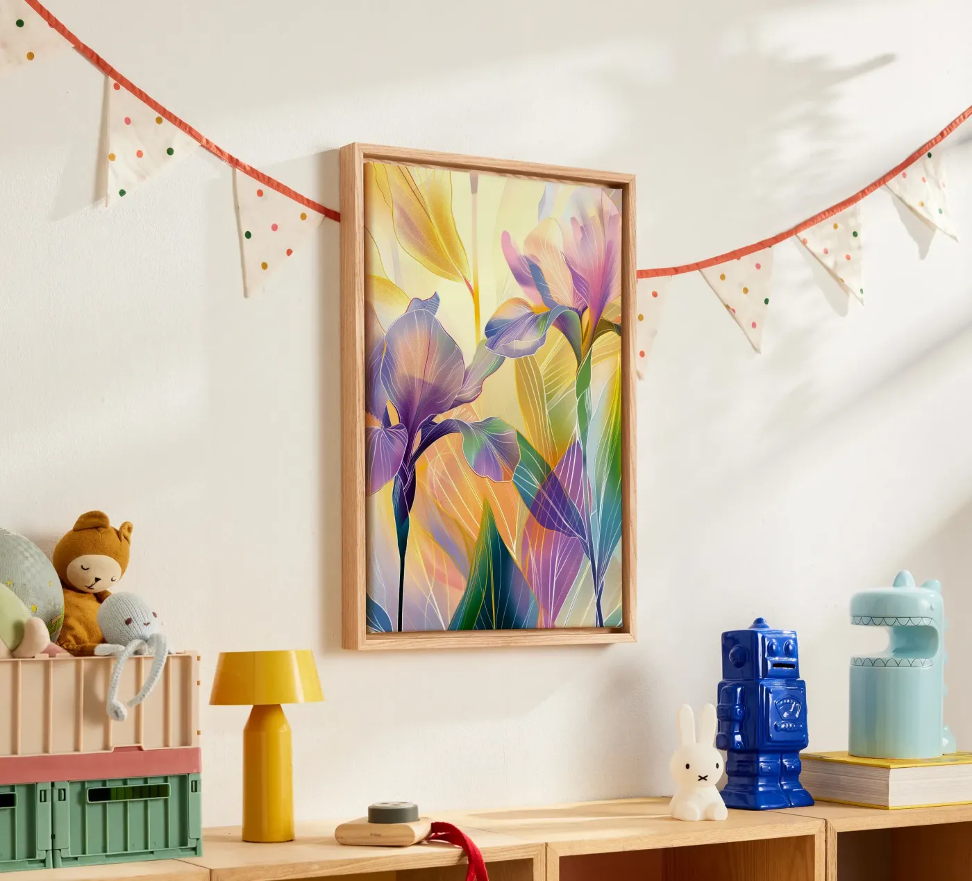 Iris floral pattern canvas van Justyna Jaszke JBJart