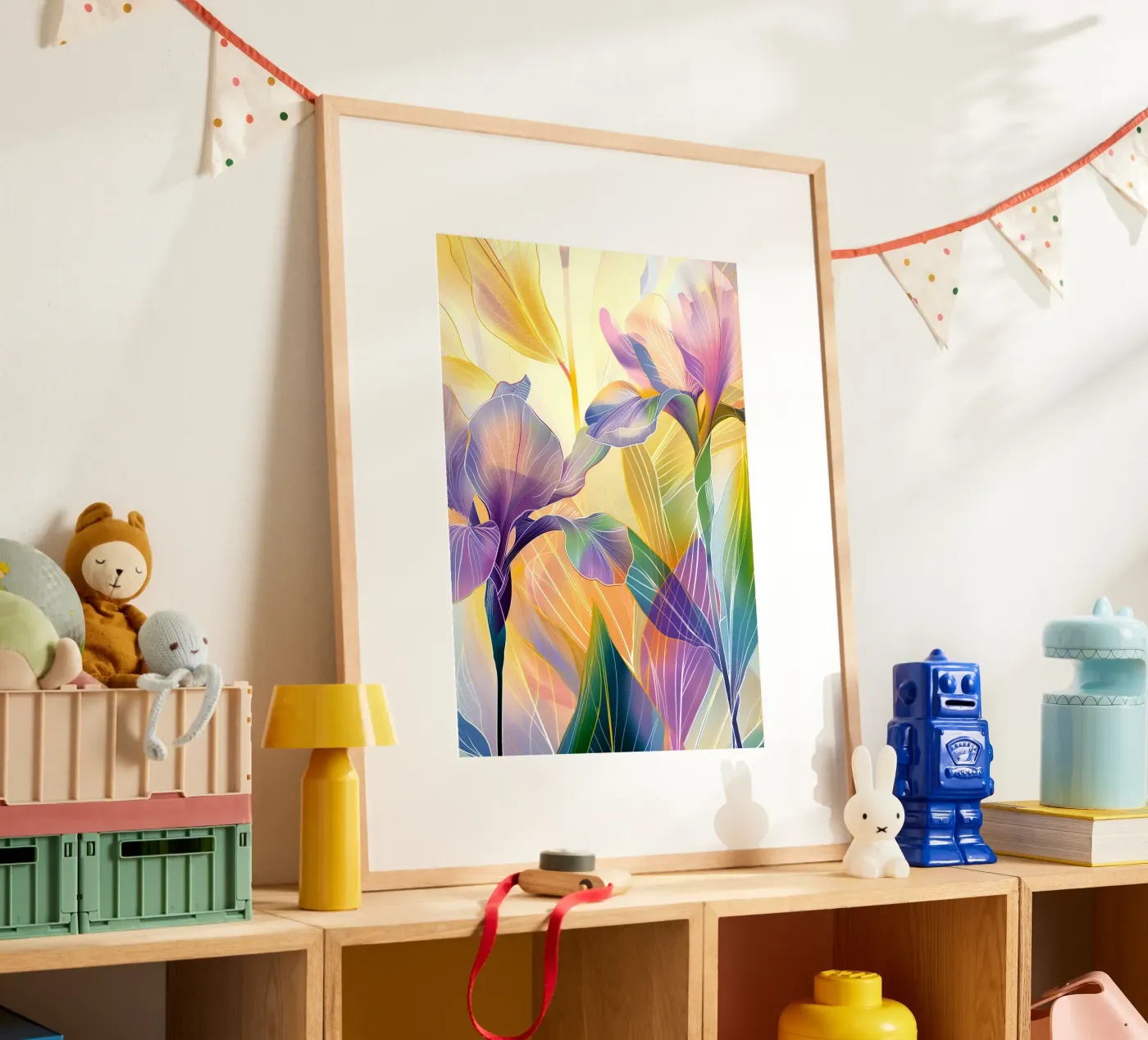 Iris floral pattern Poster von Justyna Jaszke JBJart