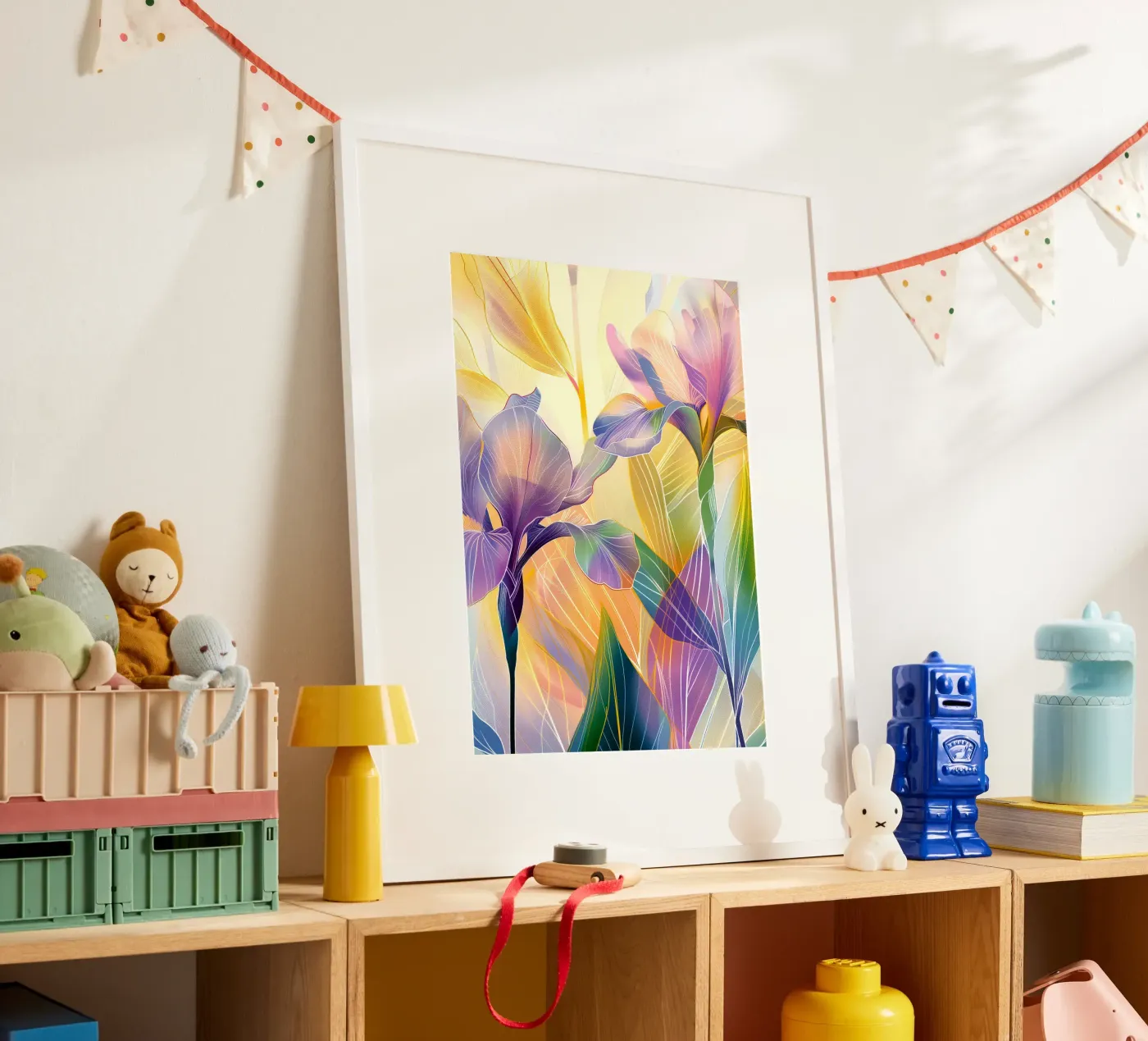 Iris floral pattern Poster von Justyna Jaszke JBJart