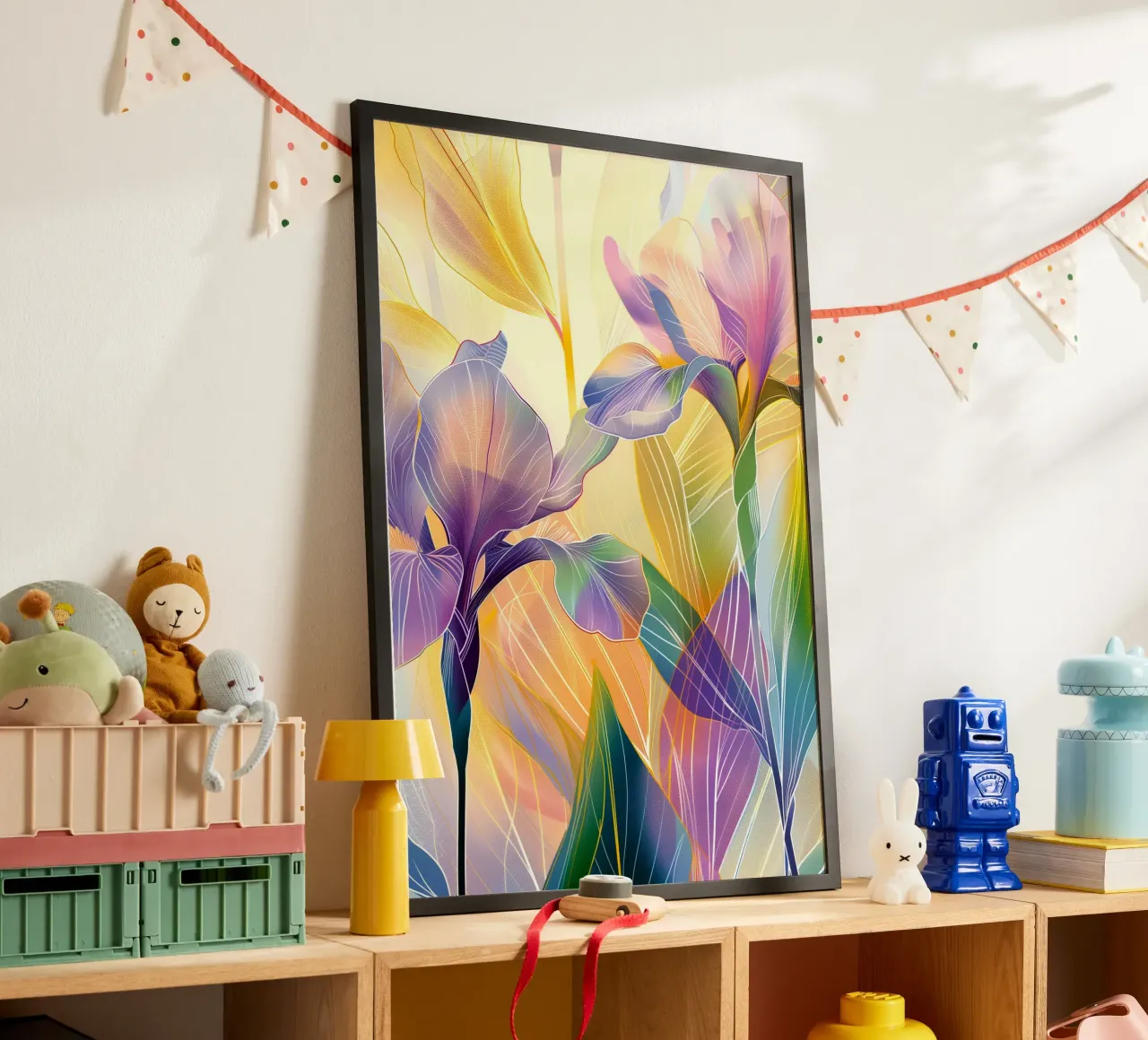 Iris floral pattern poster by Justyna Jaszke JBJart