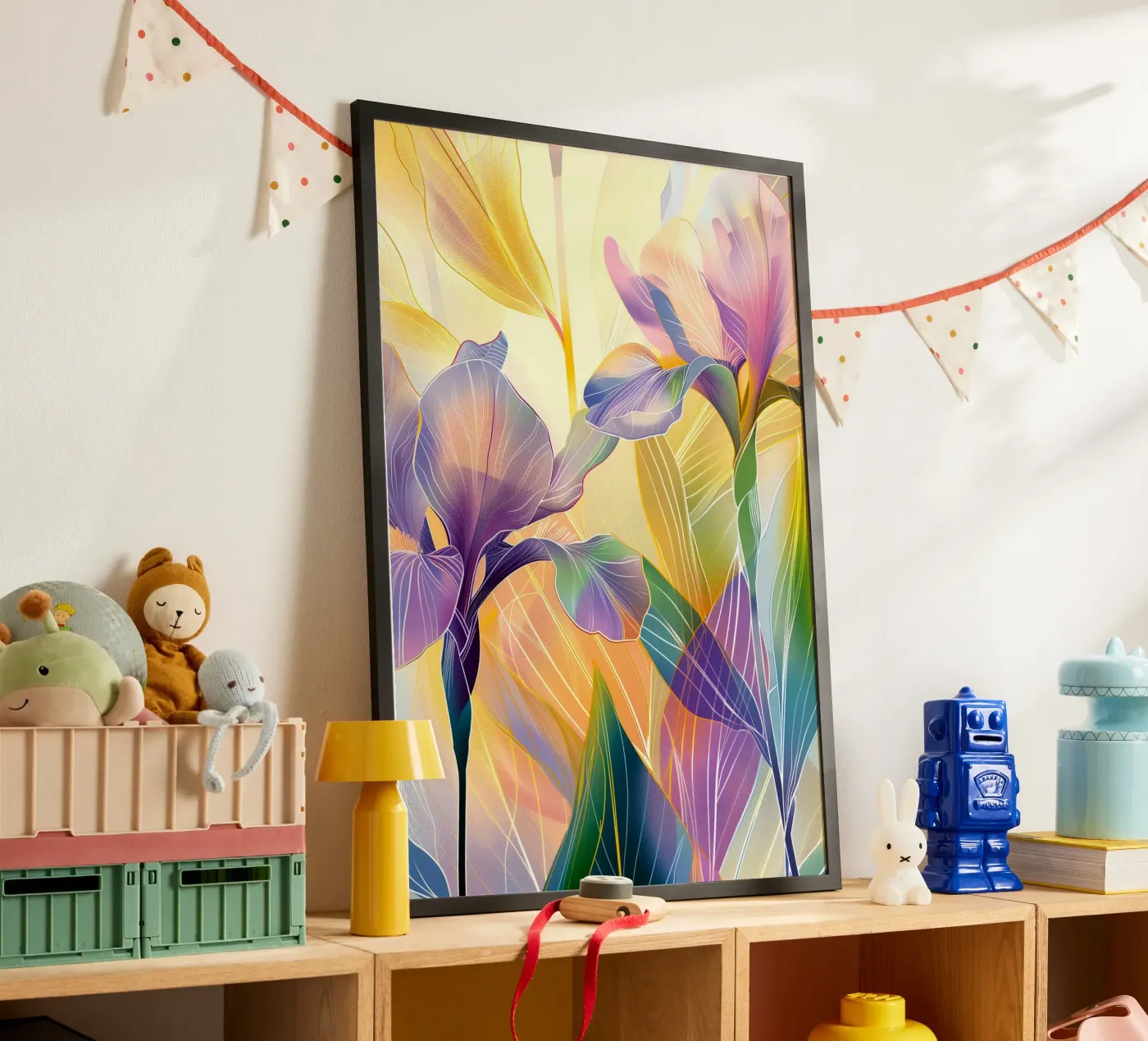 Iris floral pattern Poster von Justyna Jaszke JBJart