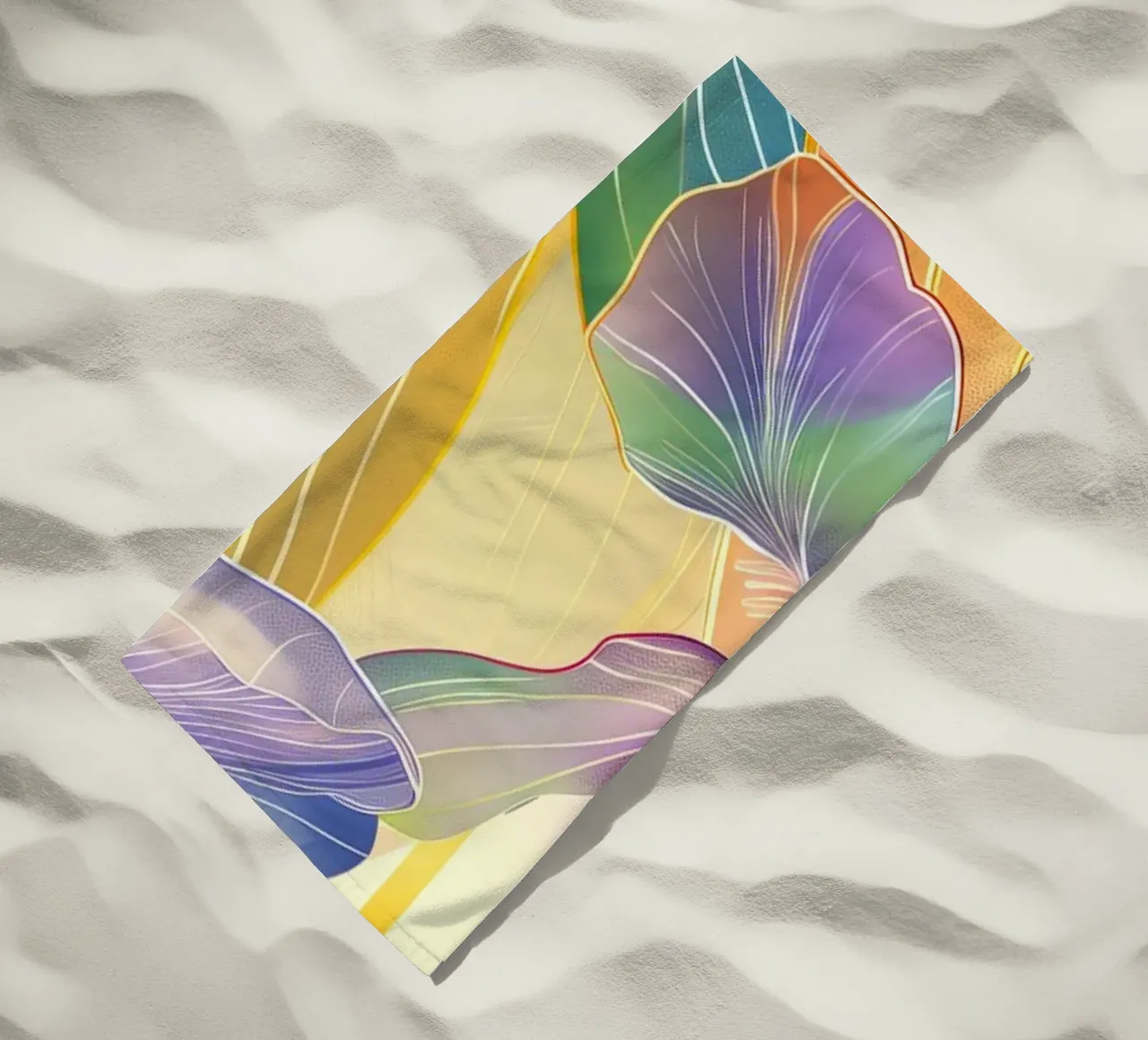 Iris floral pattern beach towel by Justyna Jaszke JBJart