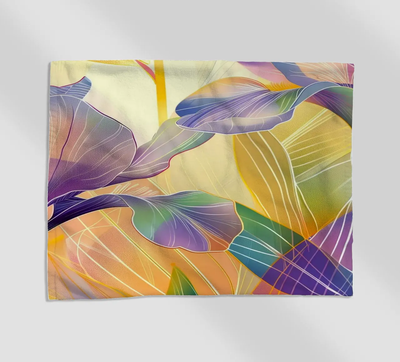 Iris floral pattern beach towel by Justyna Jaszke JBJart