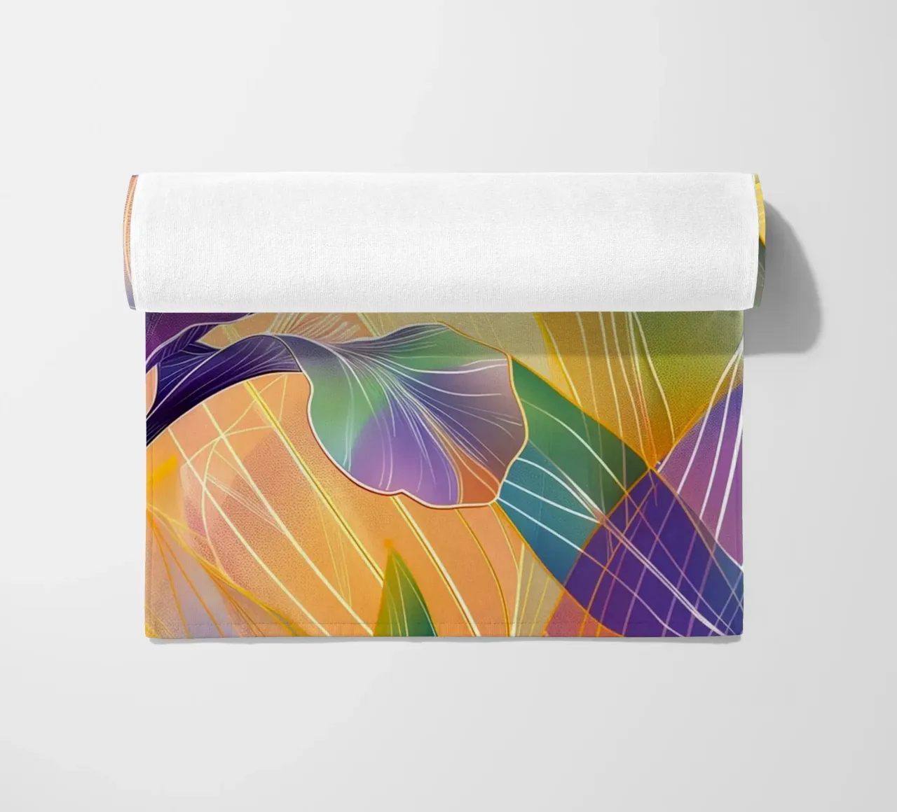 Iris floral pattern beach towel by Justyna Jaszke JBJart