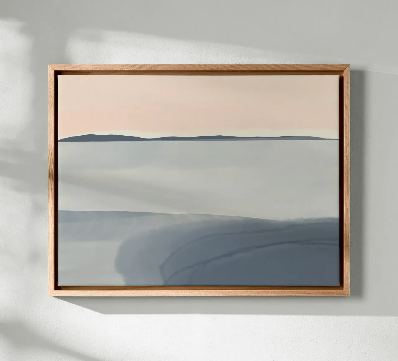 Paesaggio marino semplice lavato in modo tenue tela con Cornice a cassetta da Little Dean