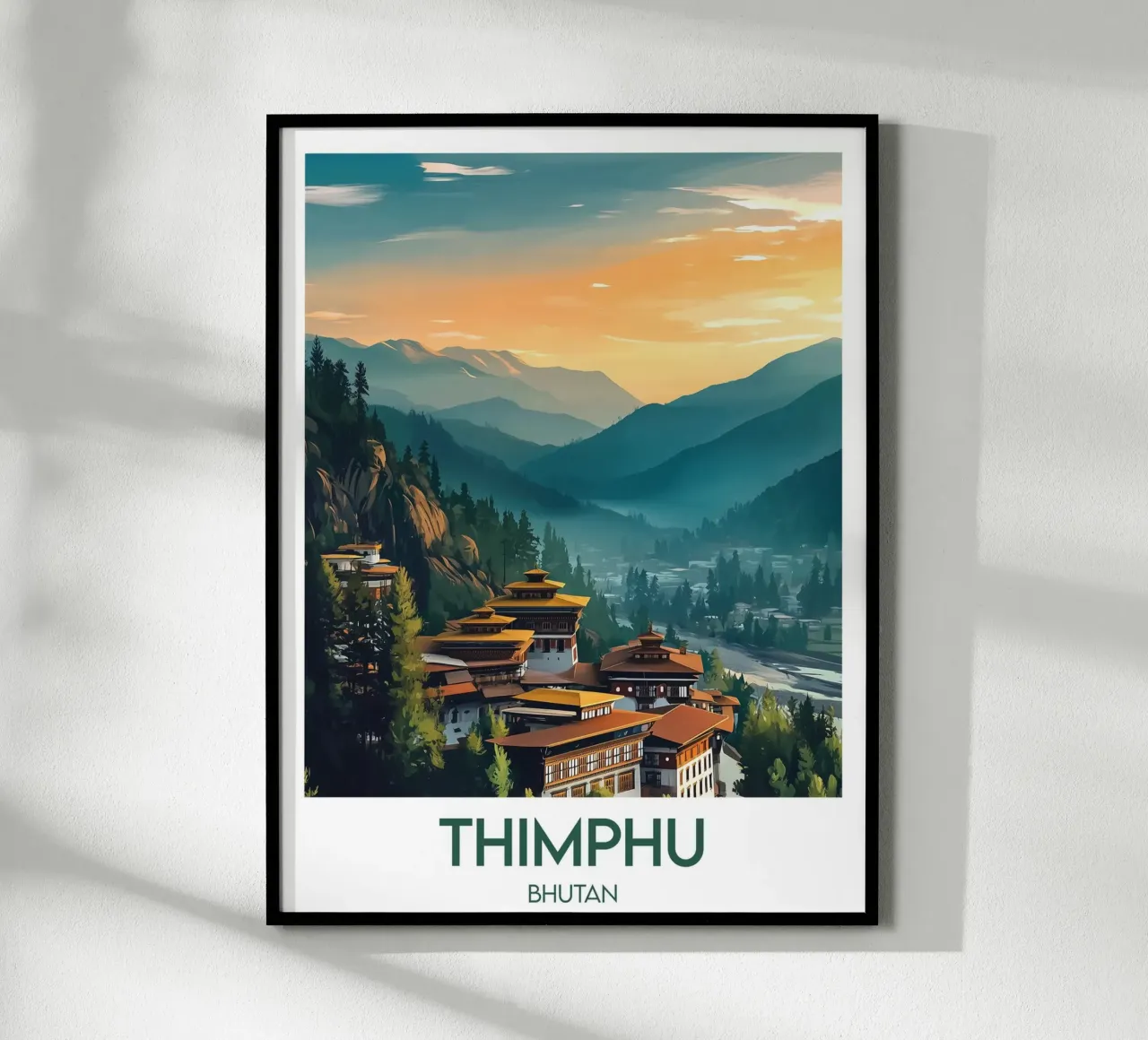 Affiche Thimphu poster con telaio in legno da Frame the World