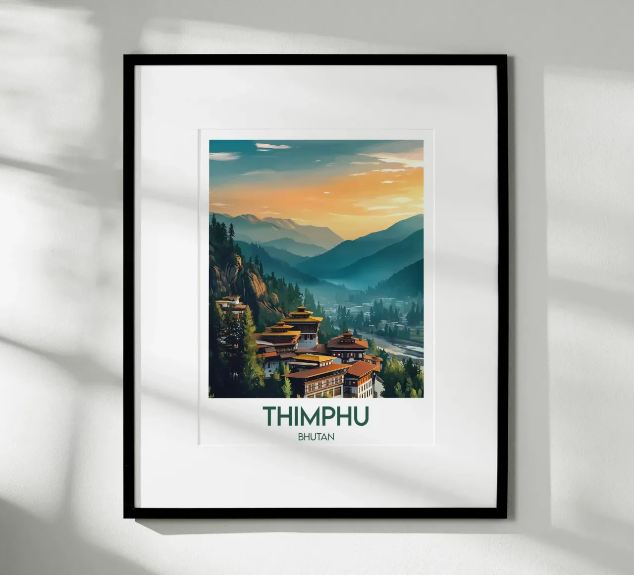 Affiche Thimphu poster con telaio in legno da Frame the World