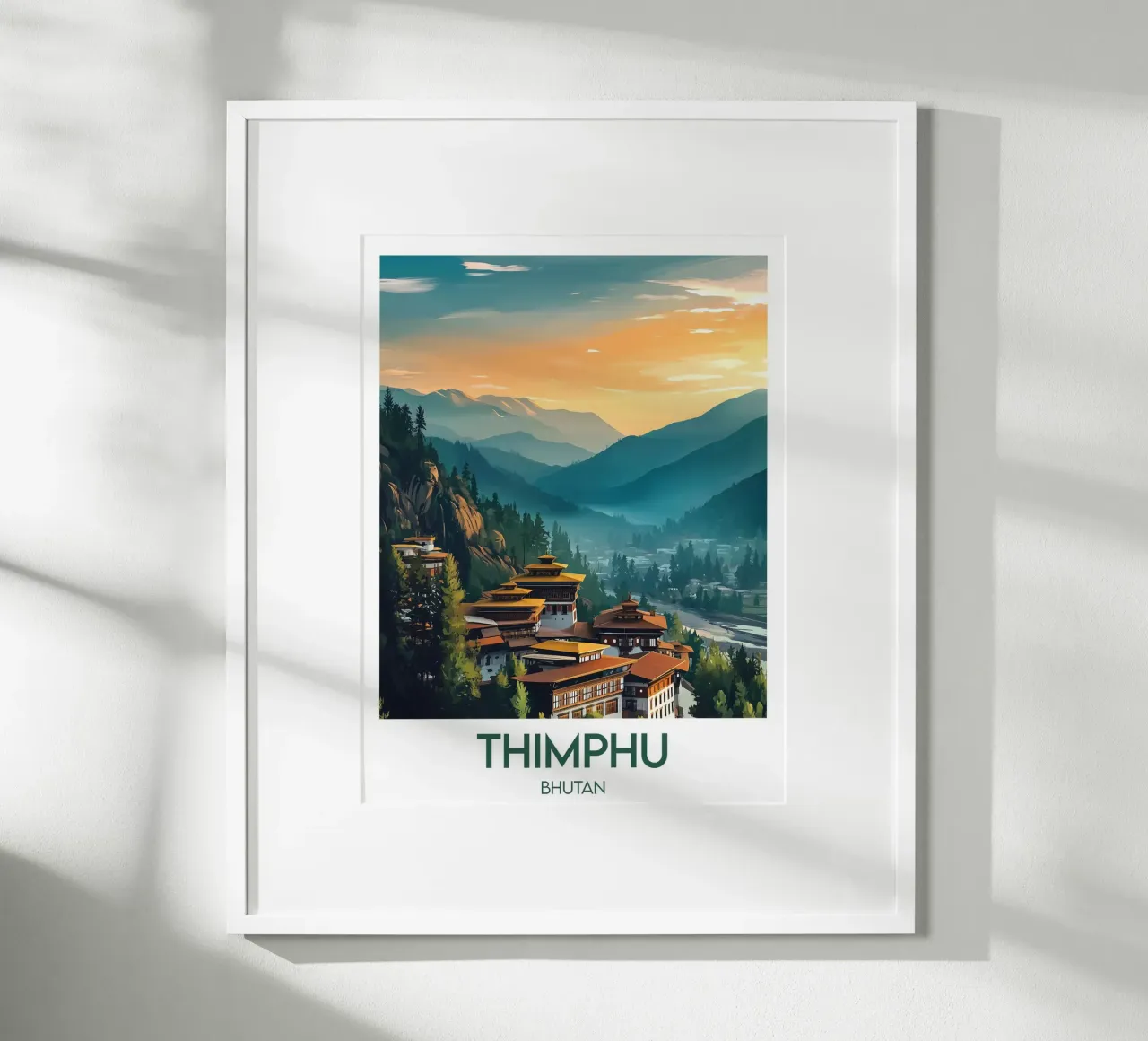 Affiche Thimphu poster con telaio in legno da Frame the World
