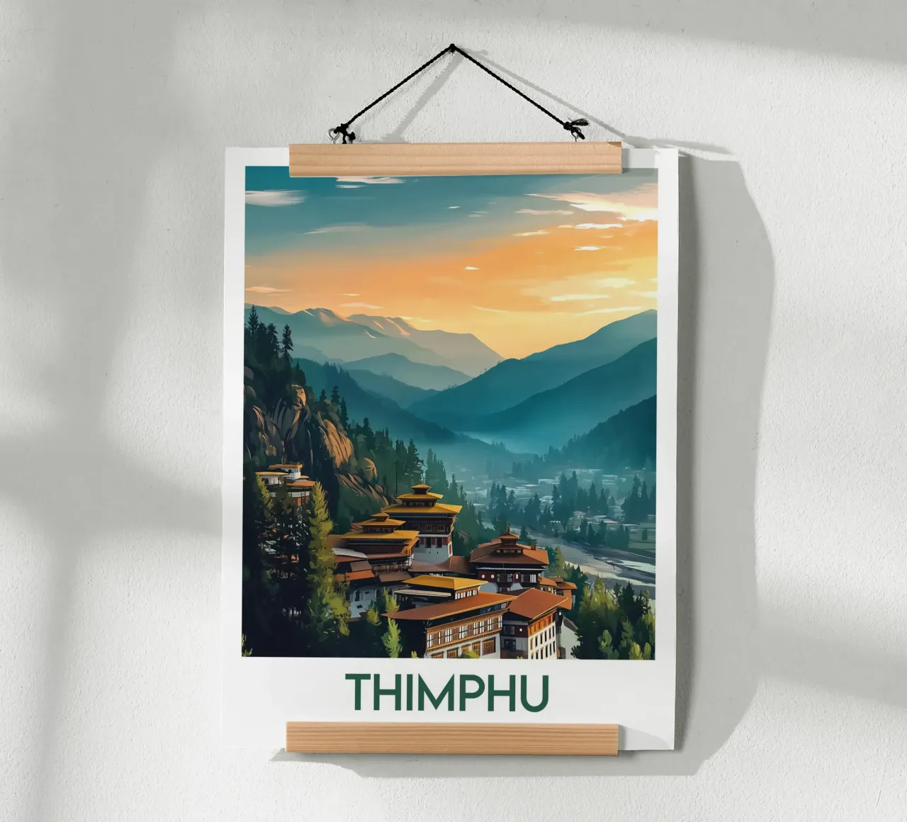 Affiche Thimphu poster con telaio in legno da Frame the World