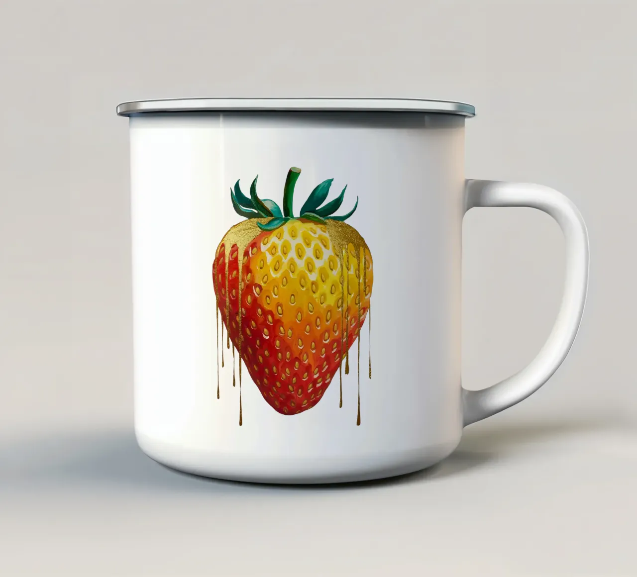 La fragola che scorre come l'oro tazza in smalto da dinem