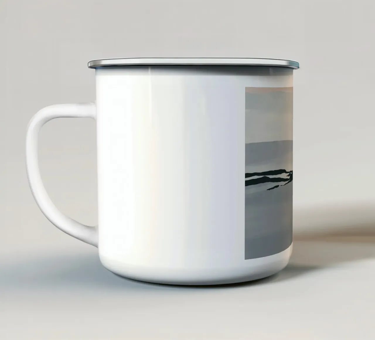 Plain landscape muted washed enamel mug by Little Dean