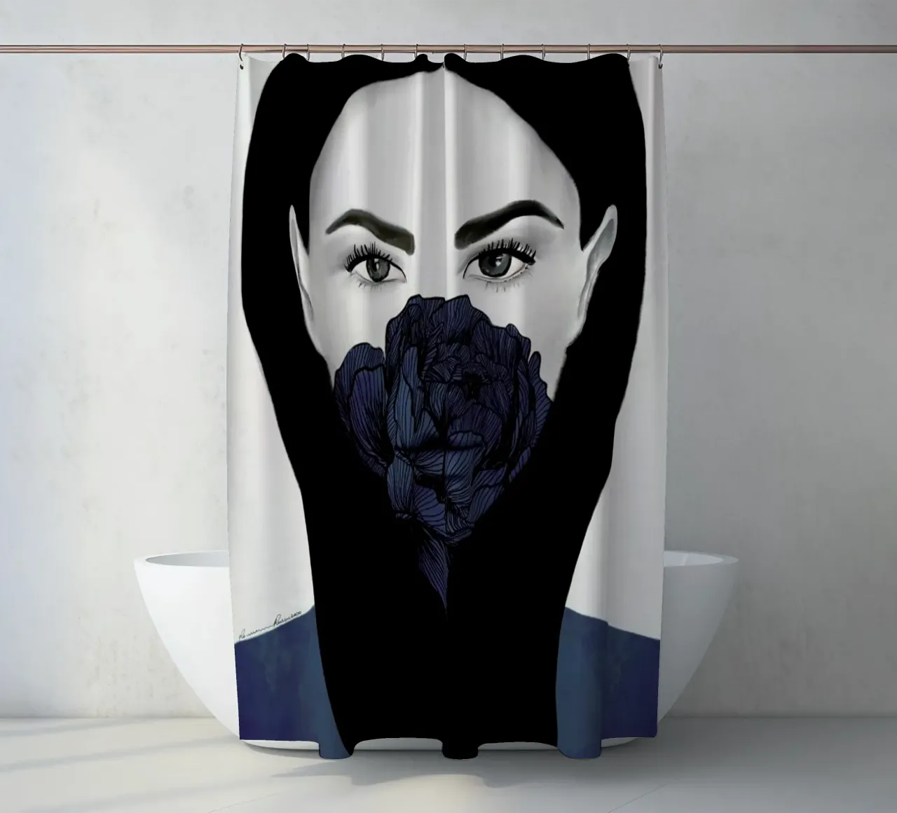 Thylane shower curtain by Ramona Russu