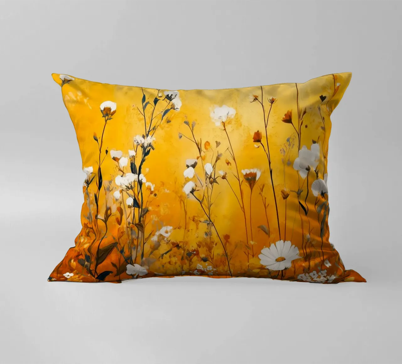 Fiori selvatici prato giallo cuscino da Justyna Jaszke JBJart