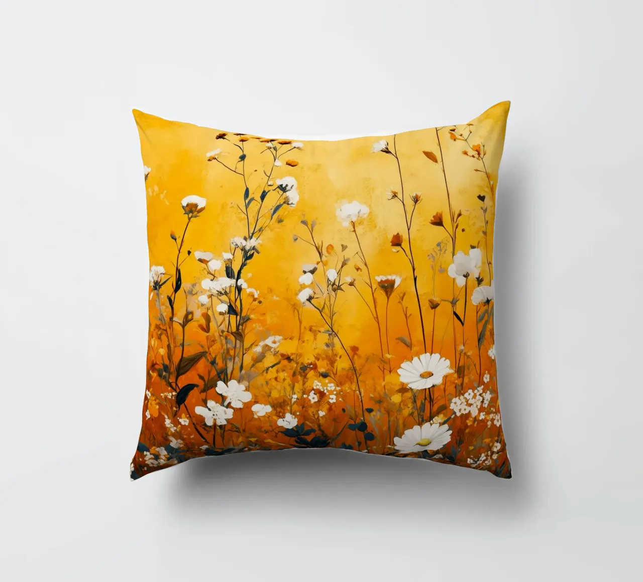 Fiori selvatici prato giallo cuscino da Justyna Jaszke JBJart