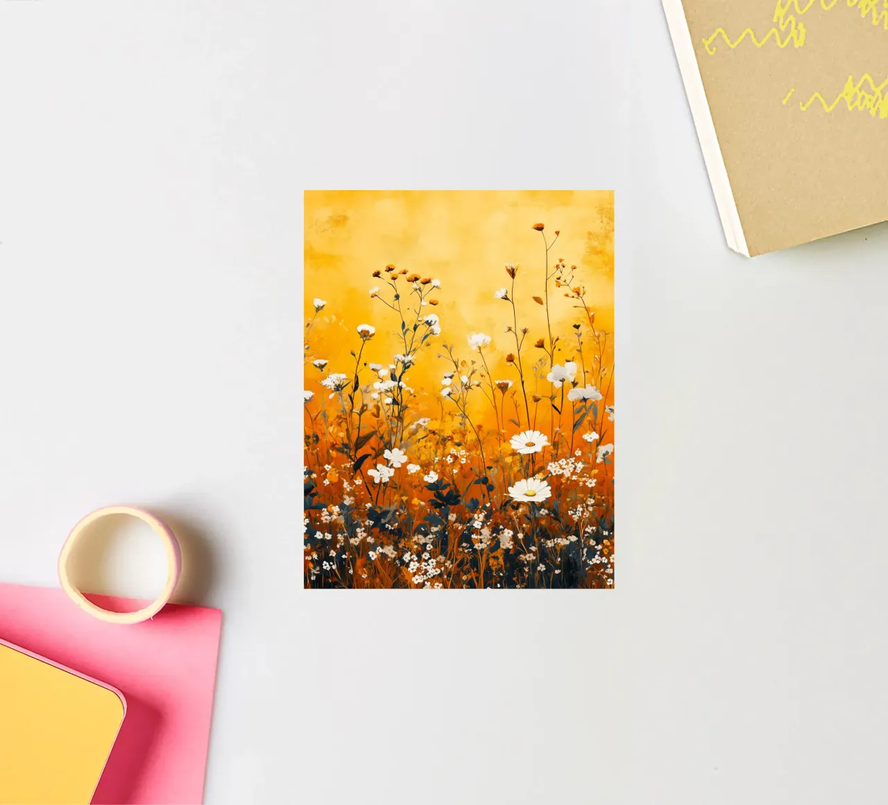 Wildflowers yellow meadow sticker by Justyna Jaszke JBJart