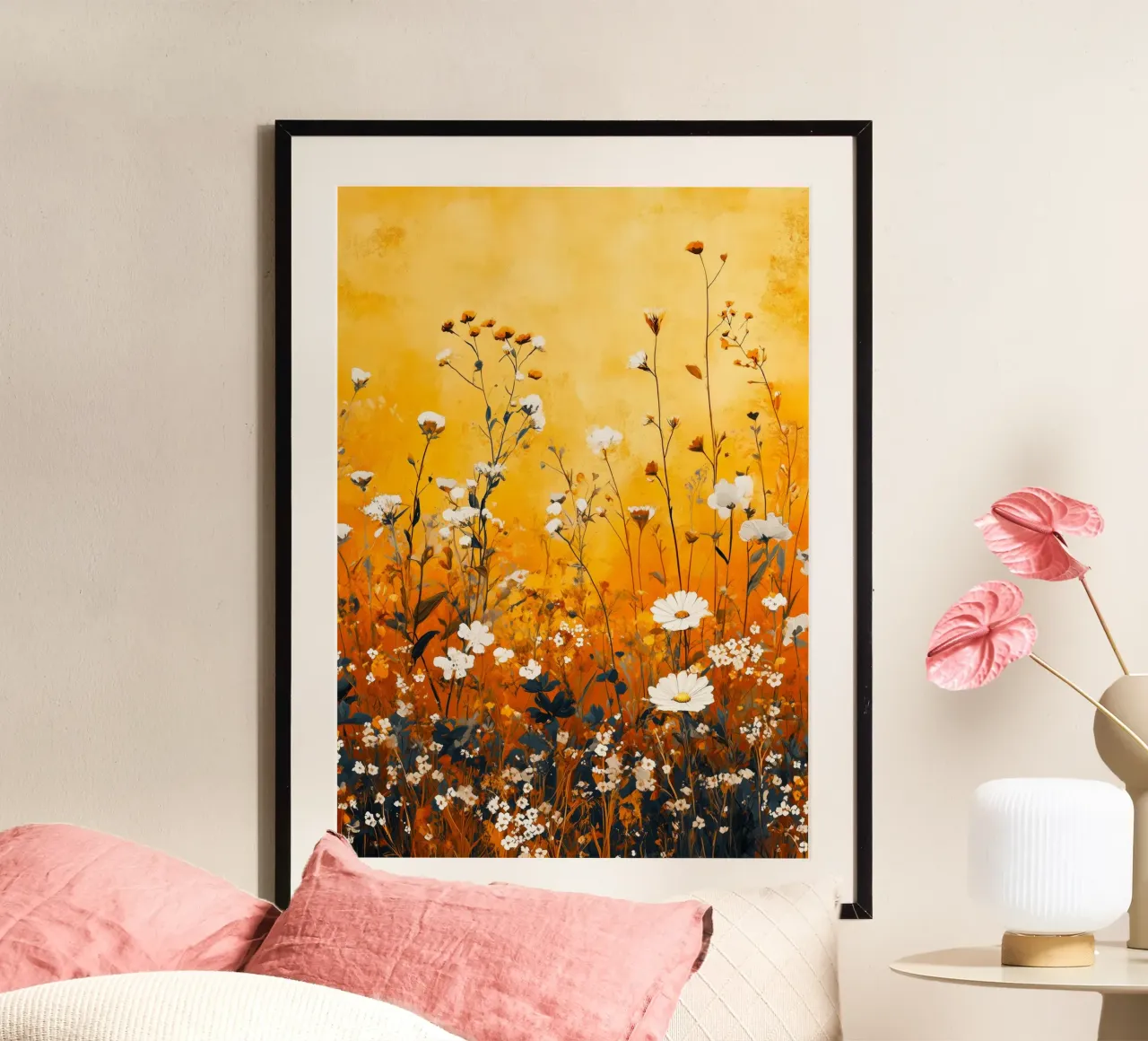 Wildblumen gelbe Wiese Hahnemühle von Justyna Jaszke JBJart