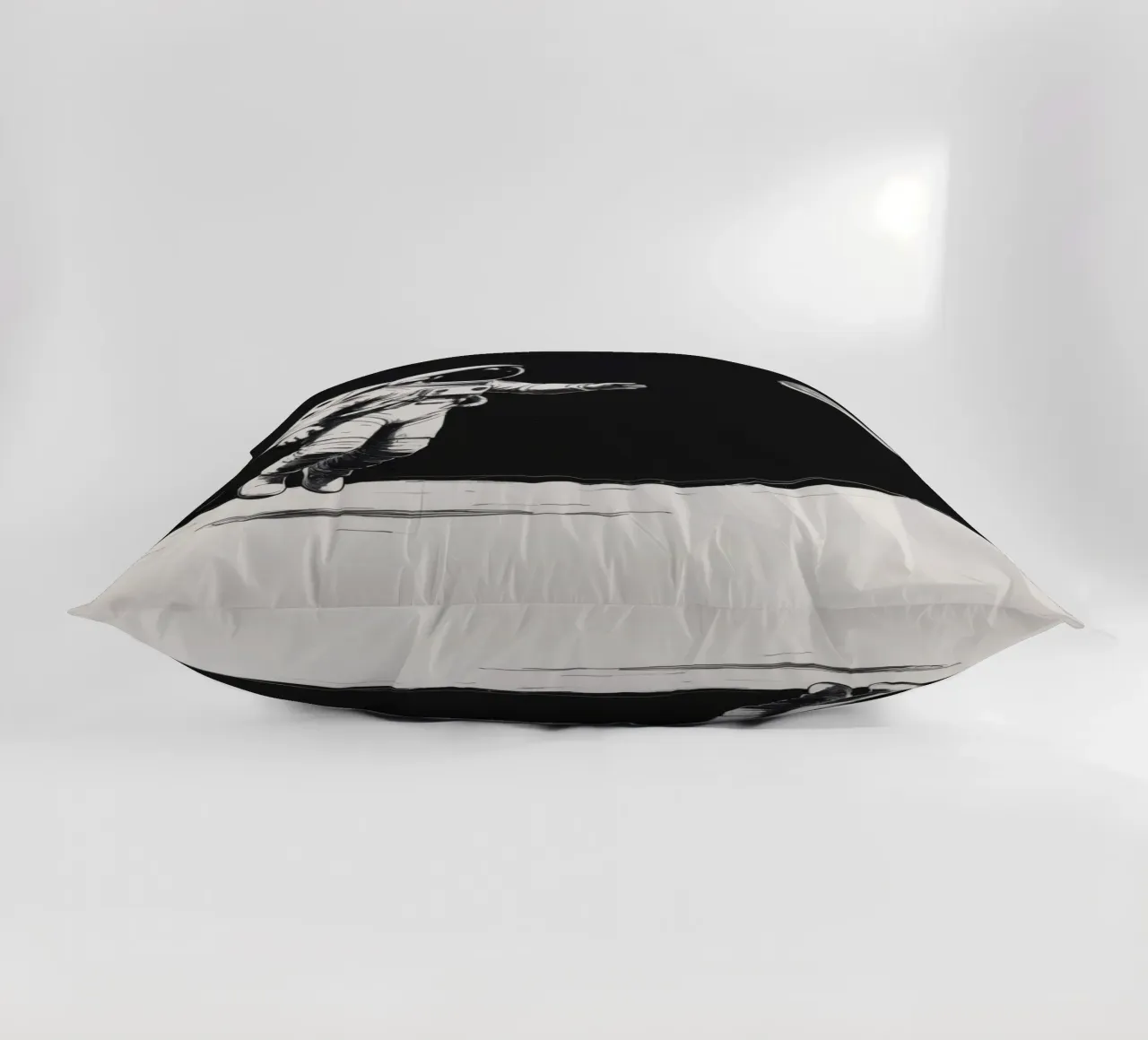 Astronaut exploring the moon's surface during a serene lunar decorative cushion by DesignDoodle