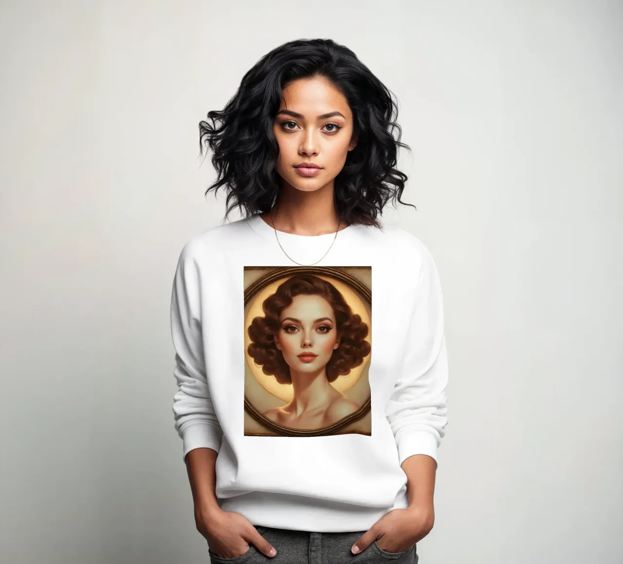 Classico ritratto retrò di donna con eleganti riccioli felpa da DesignDoodle