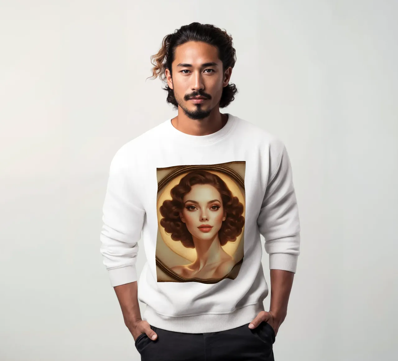 Classico ritratto retrò di donna con eleganti riccioli felpa da DesignDoodle