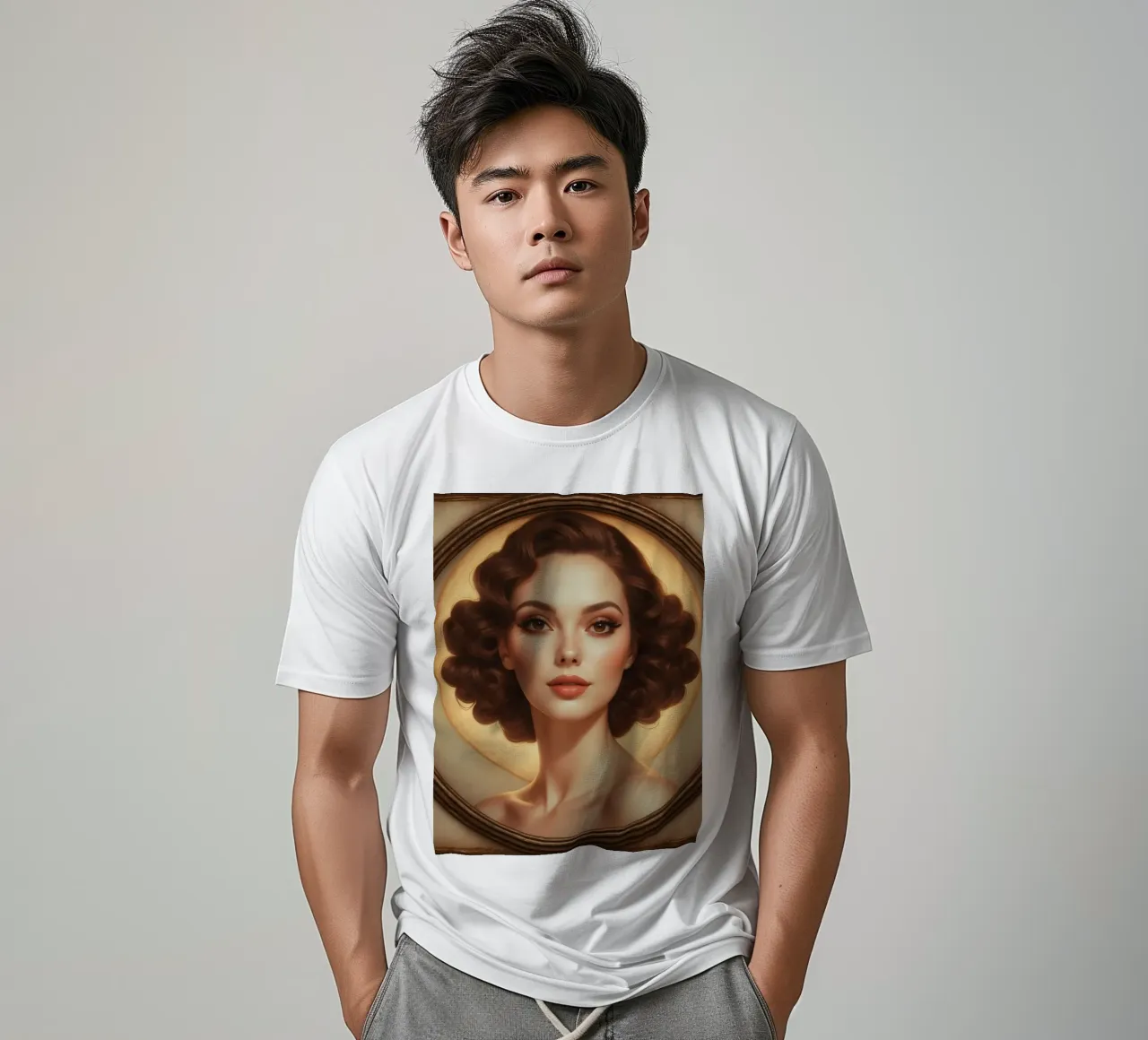 Classico ritratto retrò di donna con eleganti riccioli t-shirt da DesignDoodle