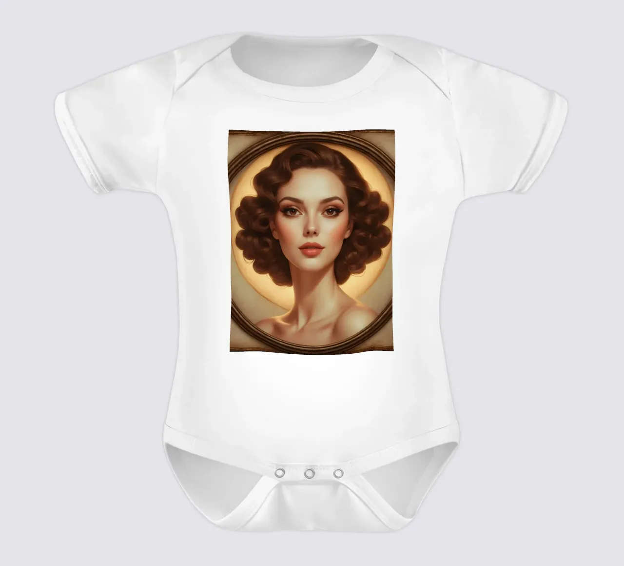 Classico ritratto retrò di donna con eleganti riccioli body neonato maniche corte da DesignDoodle