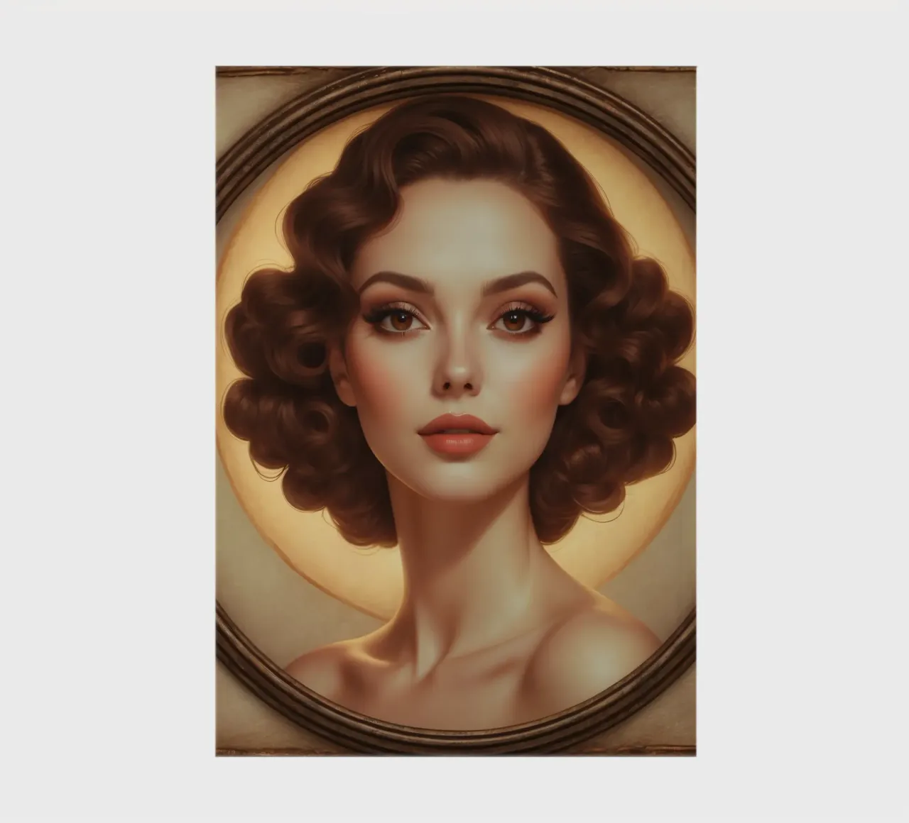 Classic retro portrait of a woman with elegant curls notebook by DesignDoodle