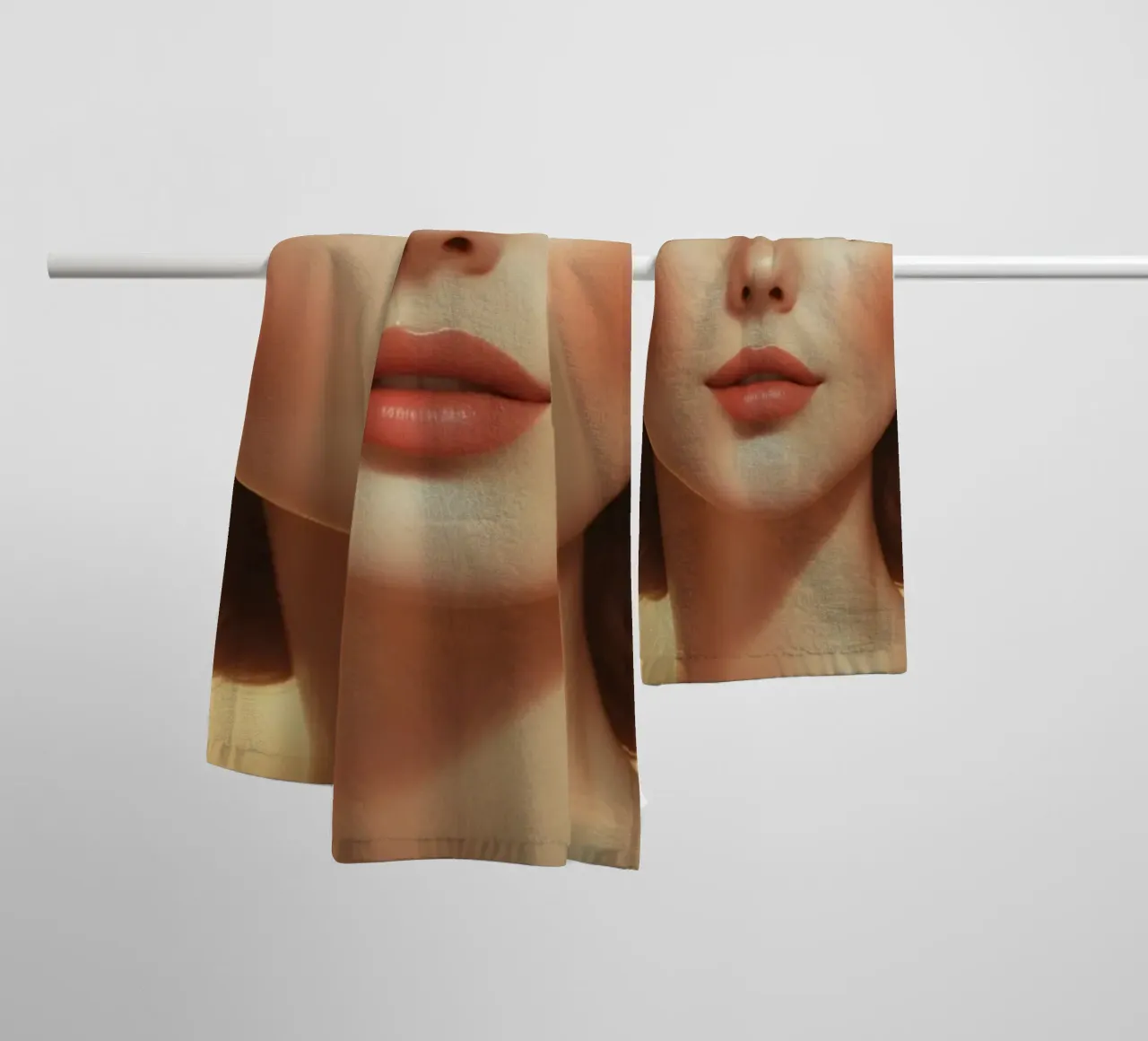 Classic retro portrait of a woman with elegant curls towel by DesignDoodle