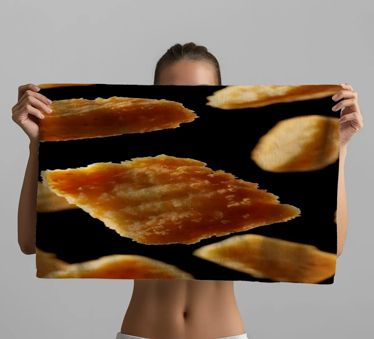 Nuggets in mid-air create a dynamic culinary display towel by DesignDoodle