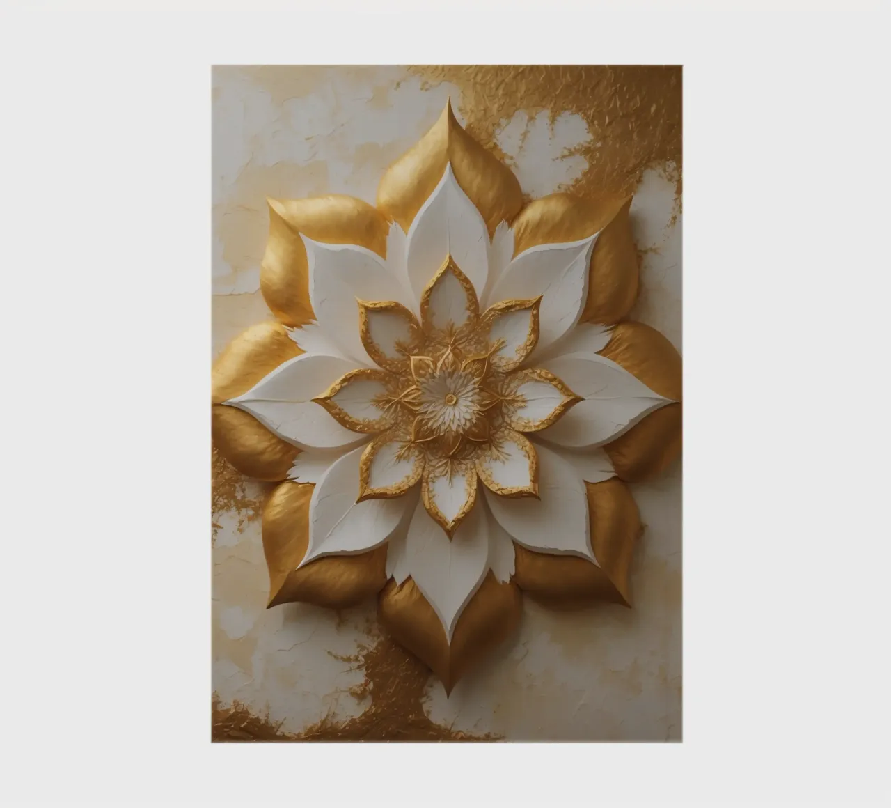 Decorative golden lotus flower design crafted on a textured notebook by DesignDoodle