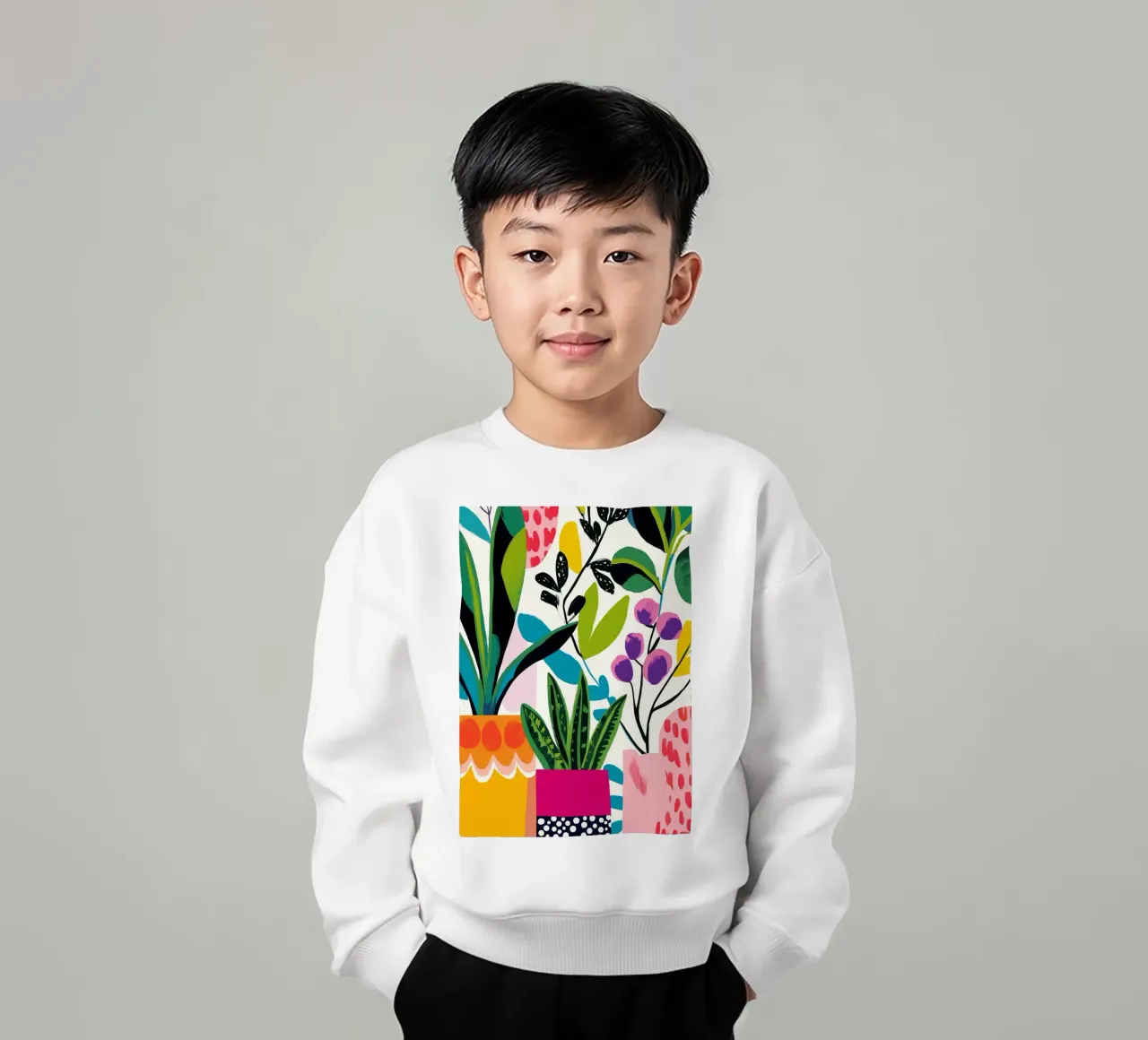 Fiori in vaso felpa bambino da Justyna Jaszke JBJart