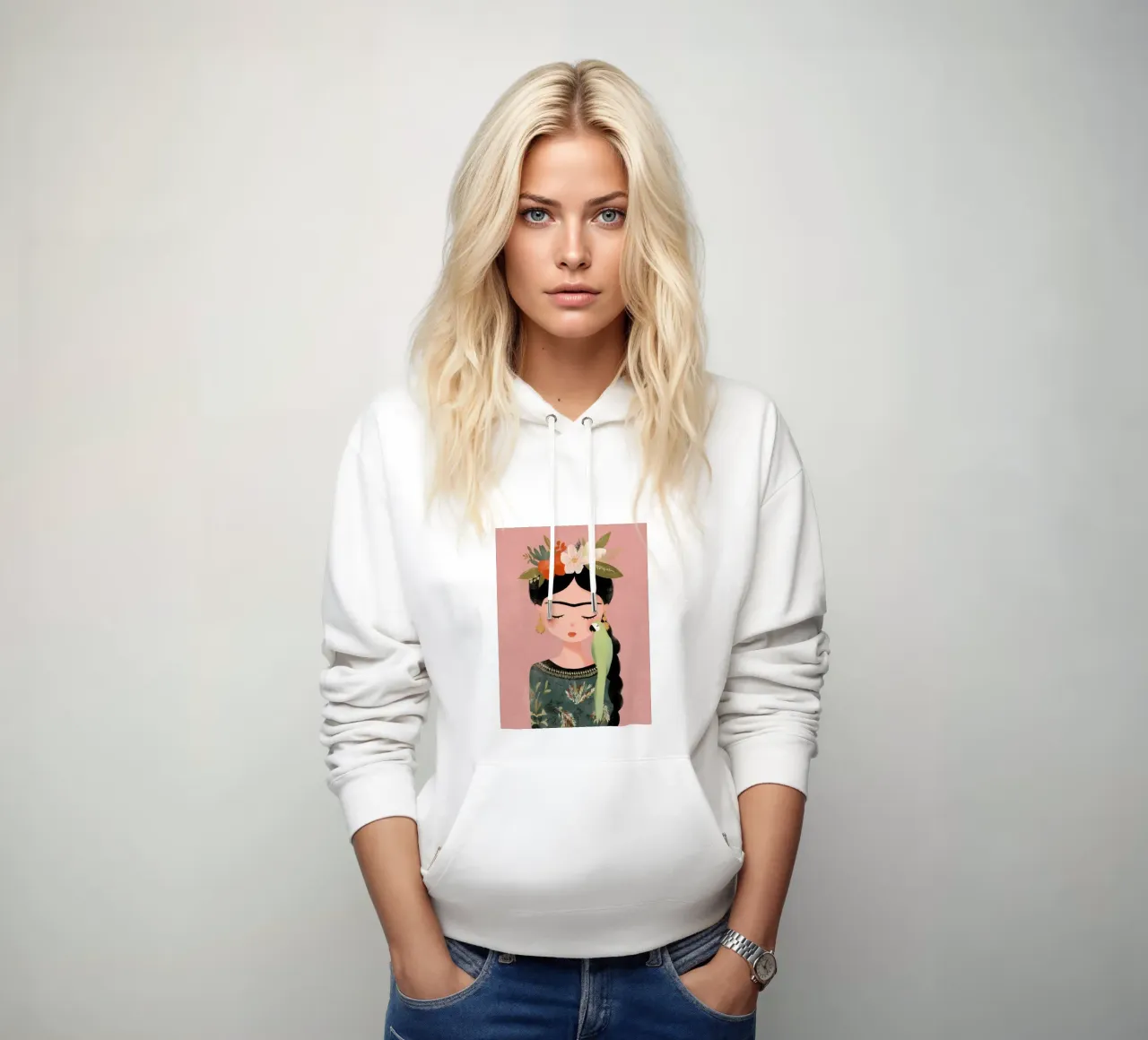 L'amore dei pappagalli con Frida felpa con cappuccio da Carinaprint