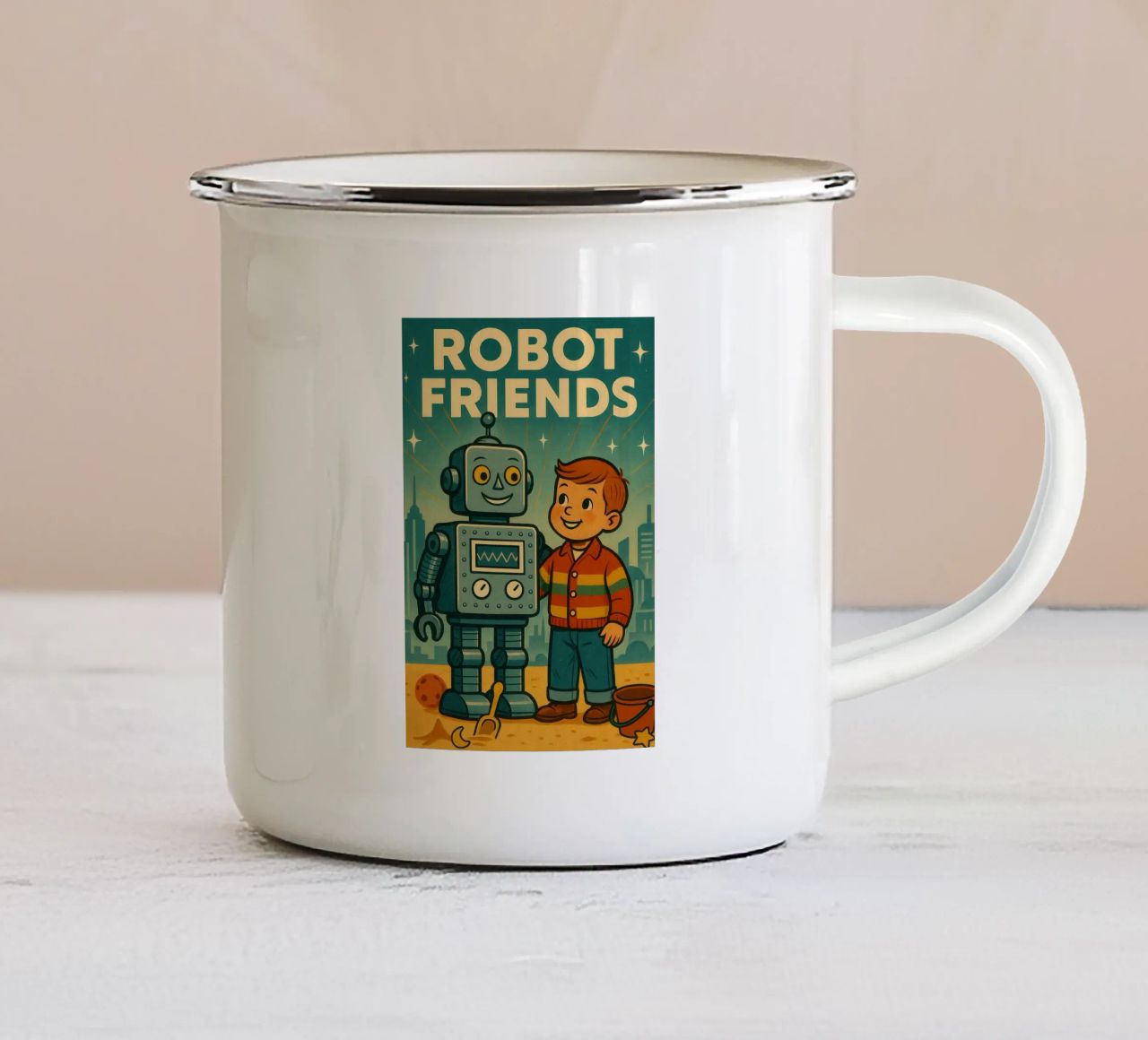Robot Friends Nr. 01 tazza in smalto da lazydaypaper