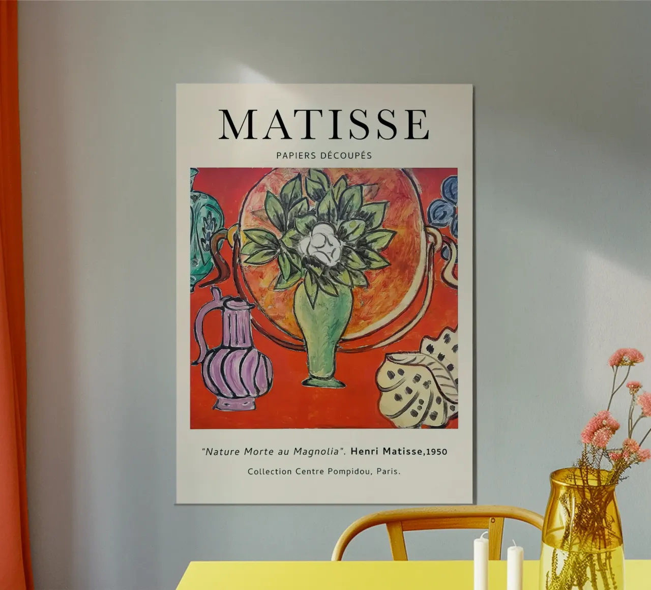 Henri Matisse Natura morta alla Magnolia 1950 Vintage poster con telaio in legno da MinaHome