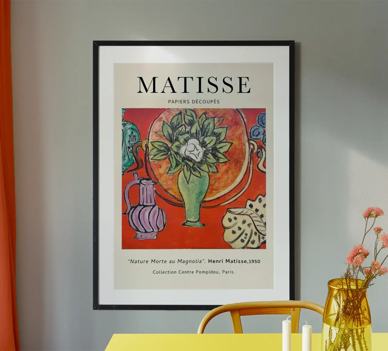 Henri Matisse Natura morta alla Magnolia 1950 Vintage poster con telaio in legno da MinaHome