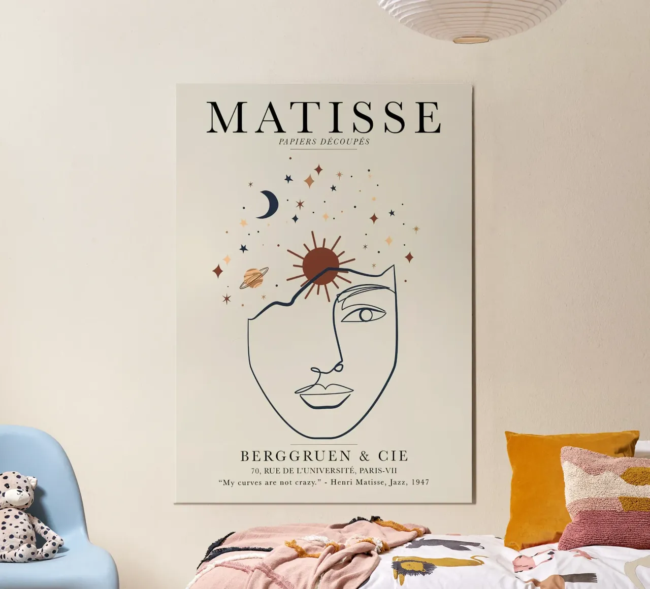 Henri Matisse Linea singola Volto di donna Vintage poster con telaio in alluminio da MinaHome