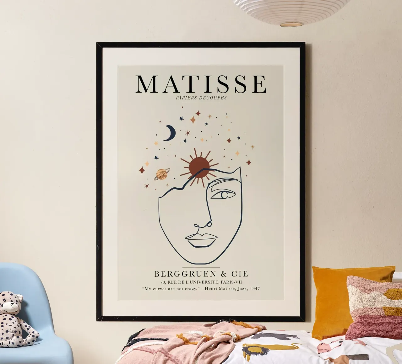 Henri Matisse Linea singola Volto di donna Vintage poster con telaio in alluminio da MinaHome